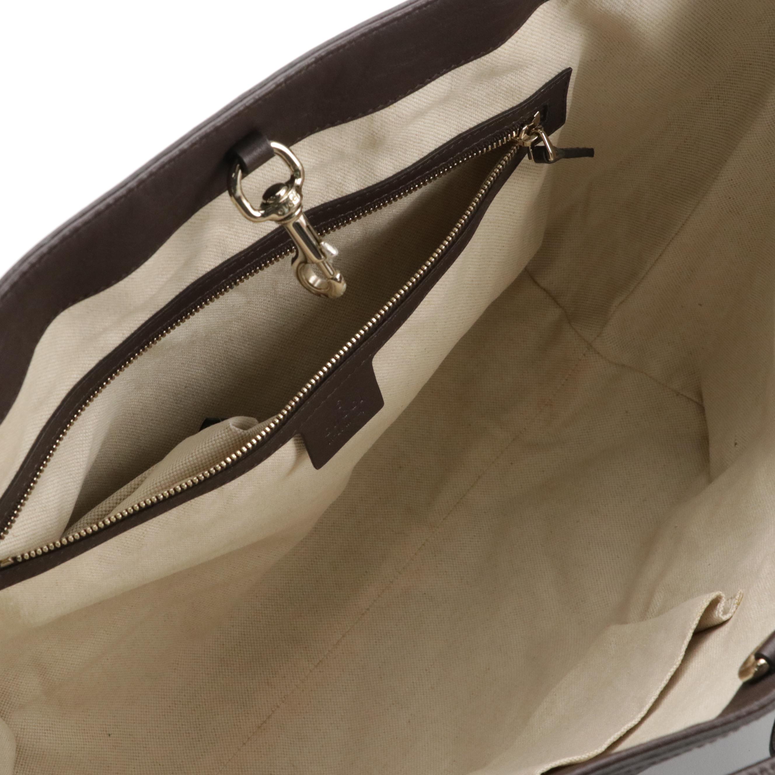 Gucci Nice Tote in Dark Brown GG Supreme Canvas and Calfskin Leather Trim