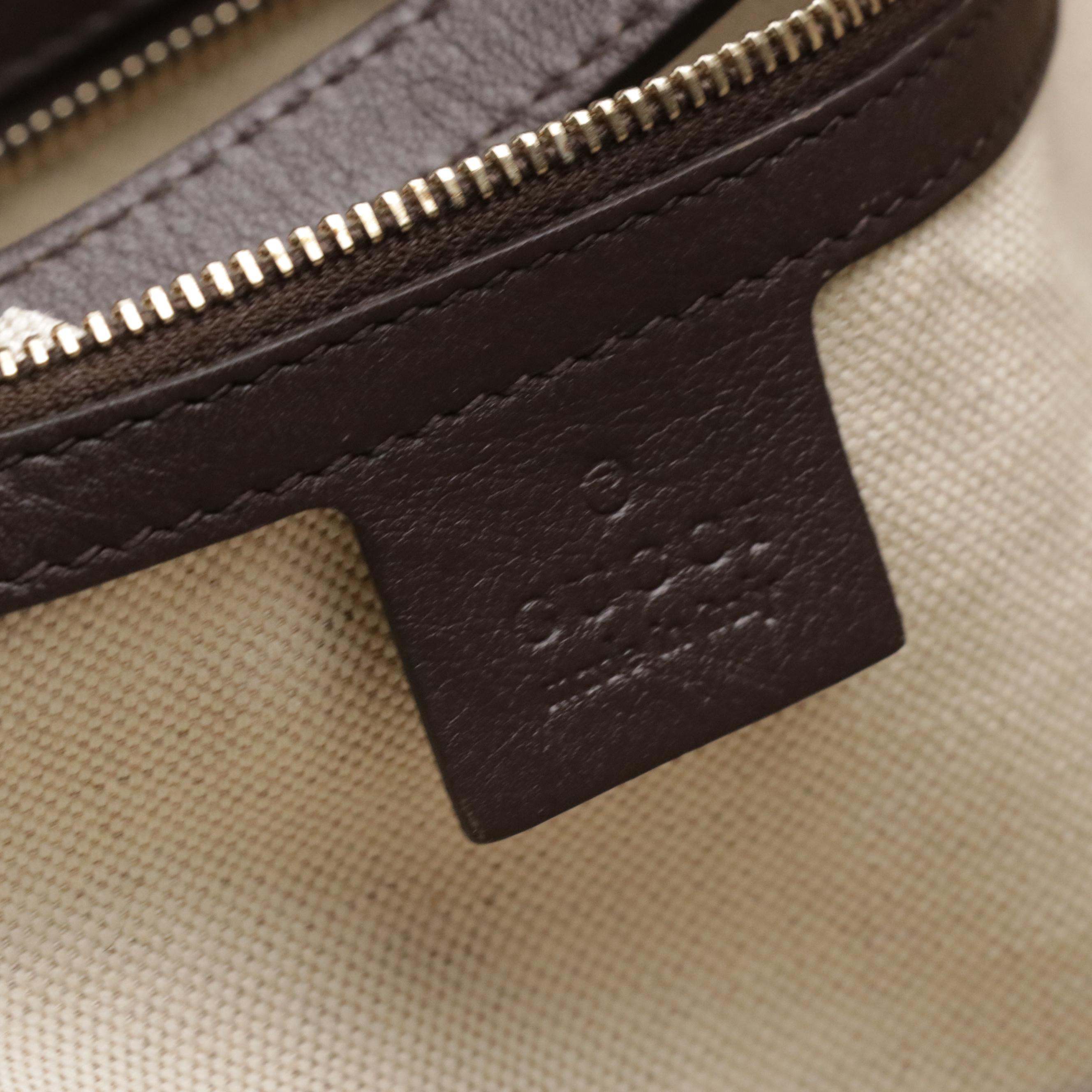 Gucci Nice Tote in Dark Brown GG Supreme Canvas and Calfskin Leather Trim