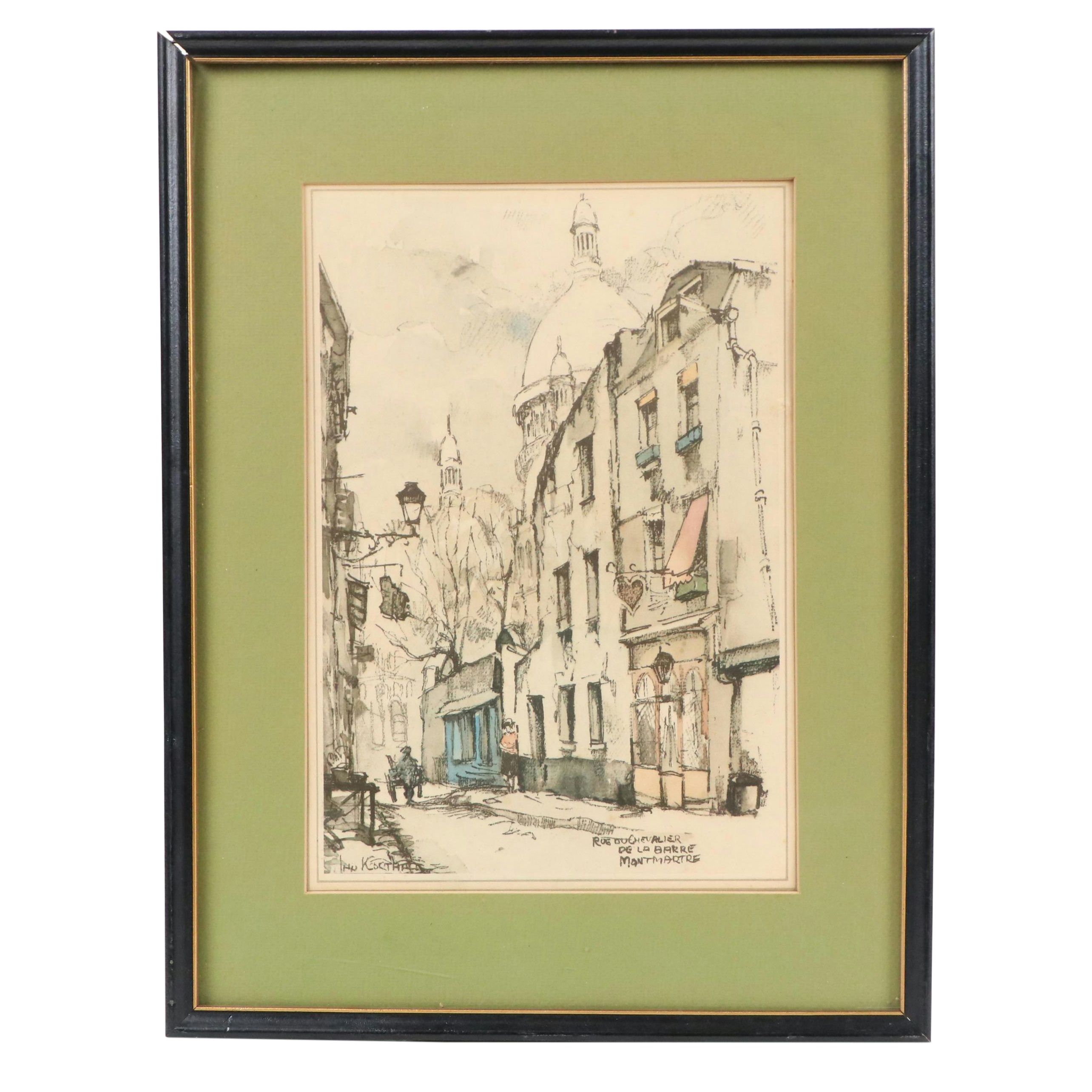 Offset Lithograph After Jan Korthals "Ru du Chevalier de la Barre Montmartre"