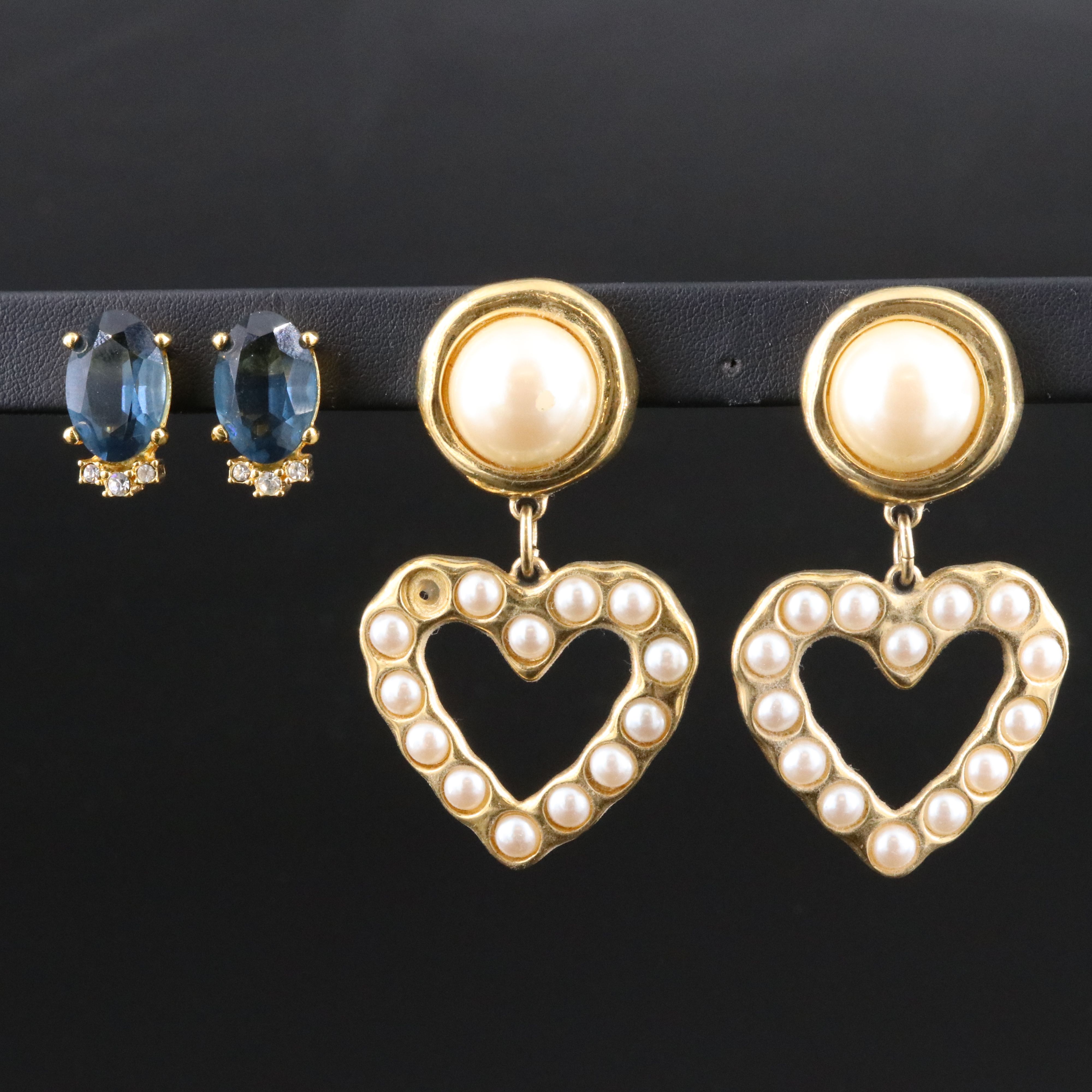 Givenchy Heart Drop and Christian Dior Crystal Earrings