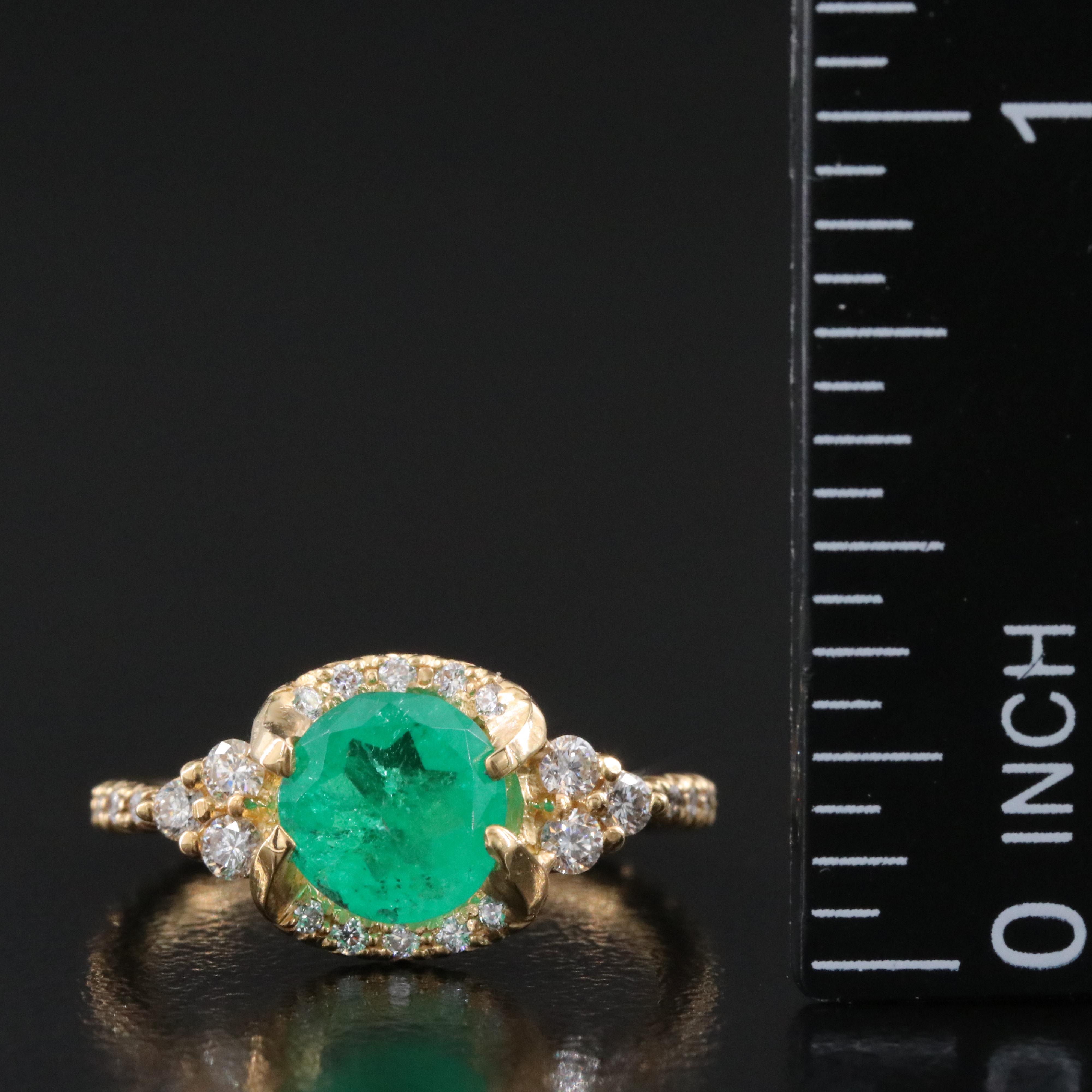 18K 1.01 CT Emerald and Diamond Ring