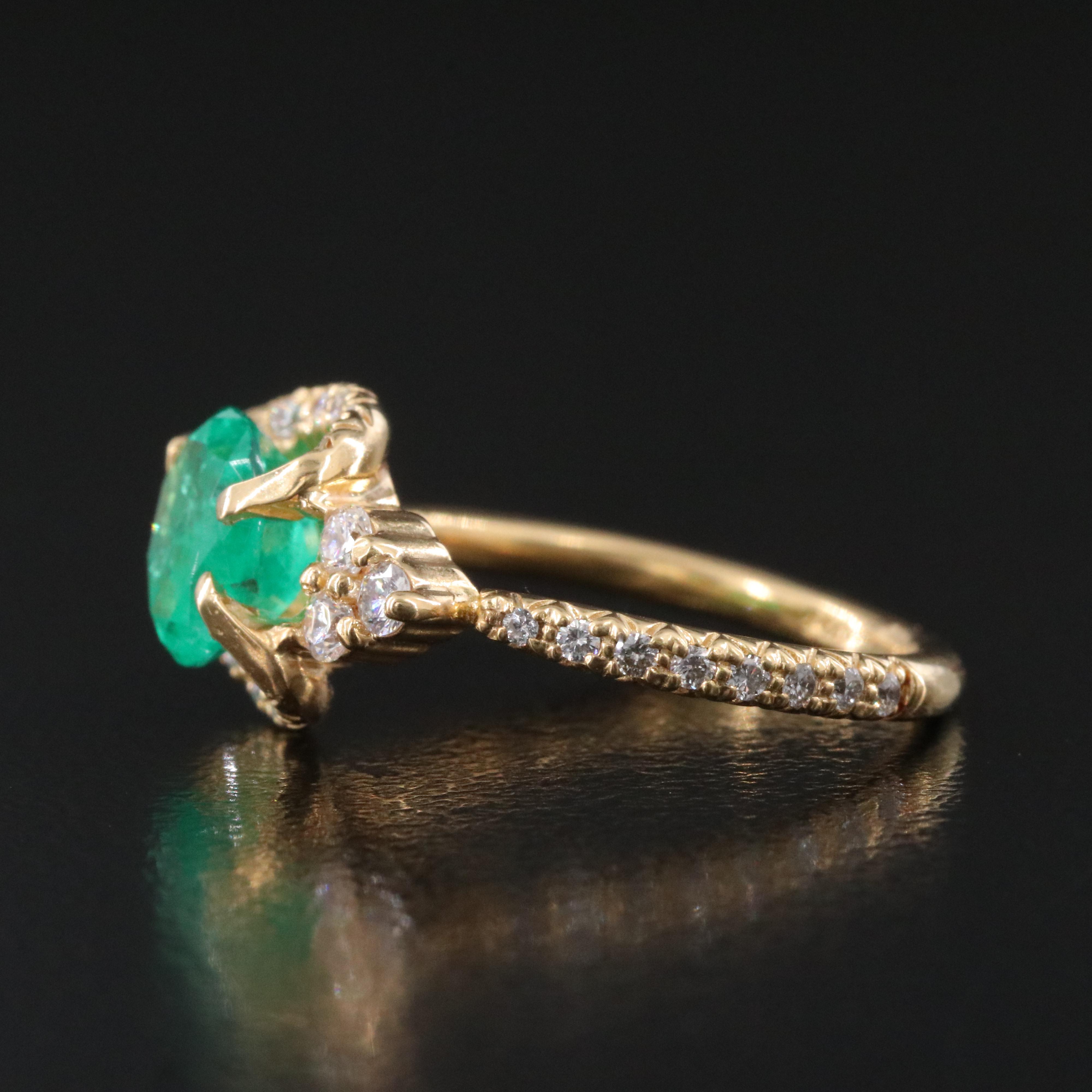 18K 1.01 CT Emerald and Diamond Ring