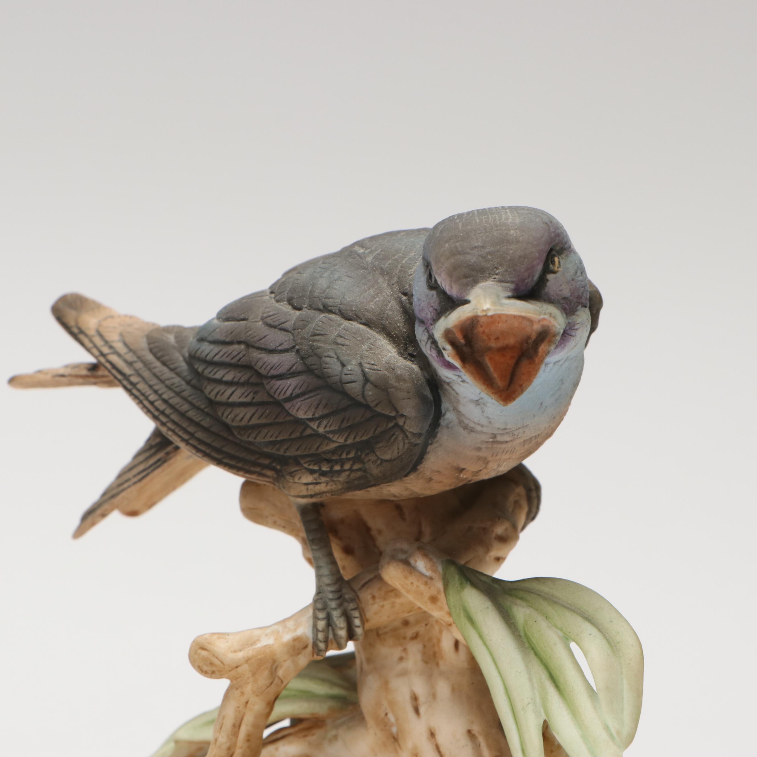 Andrea by Sadek "Purple Martin" Porcelain Figures on Wood Bases