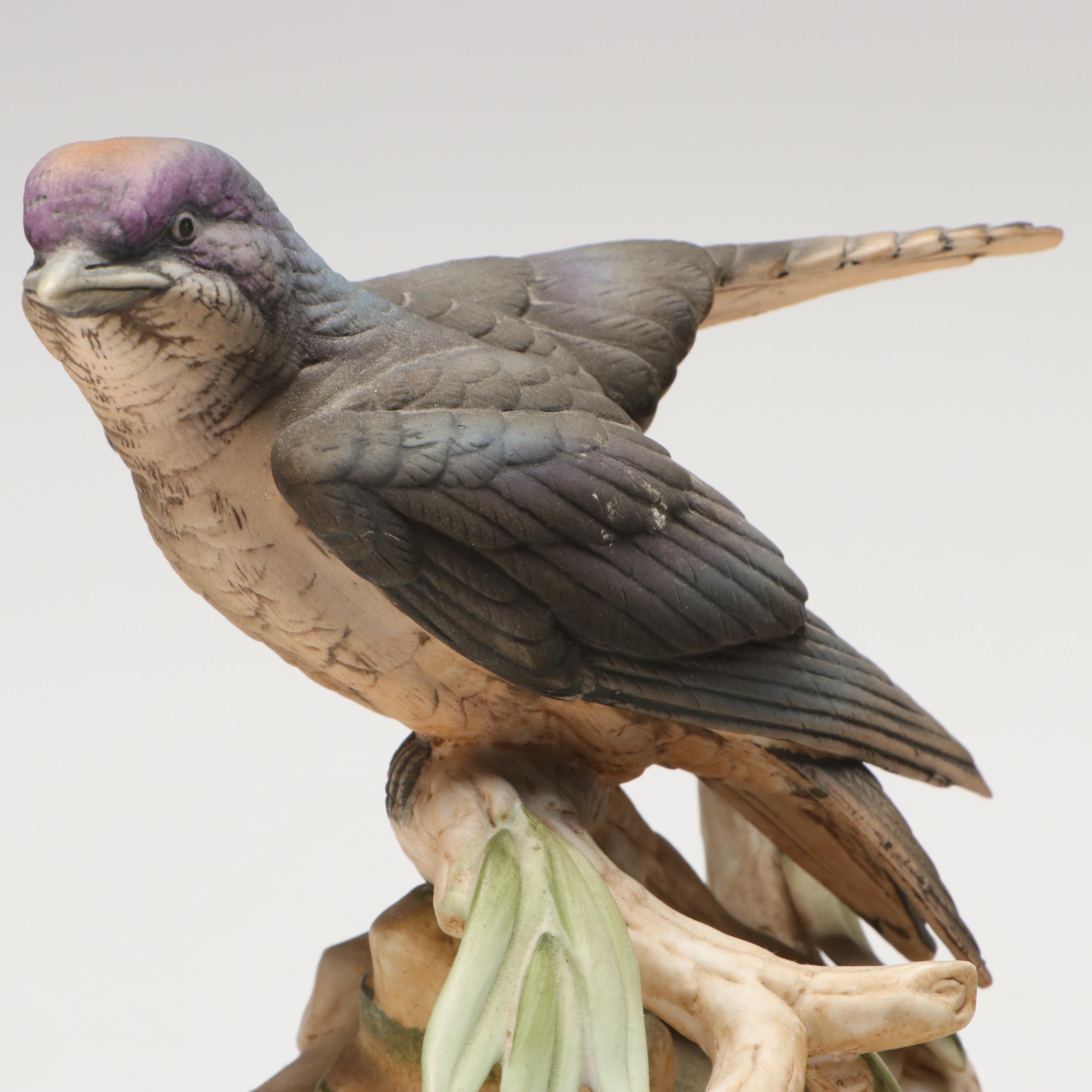 Andrea by Sadek "Purple Martin" Porcelain Figures on Wood Bases