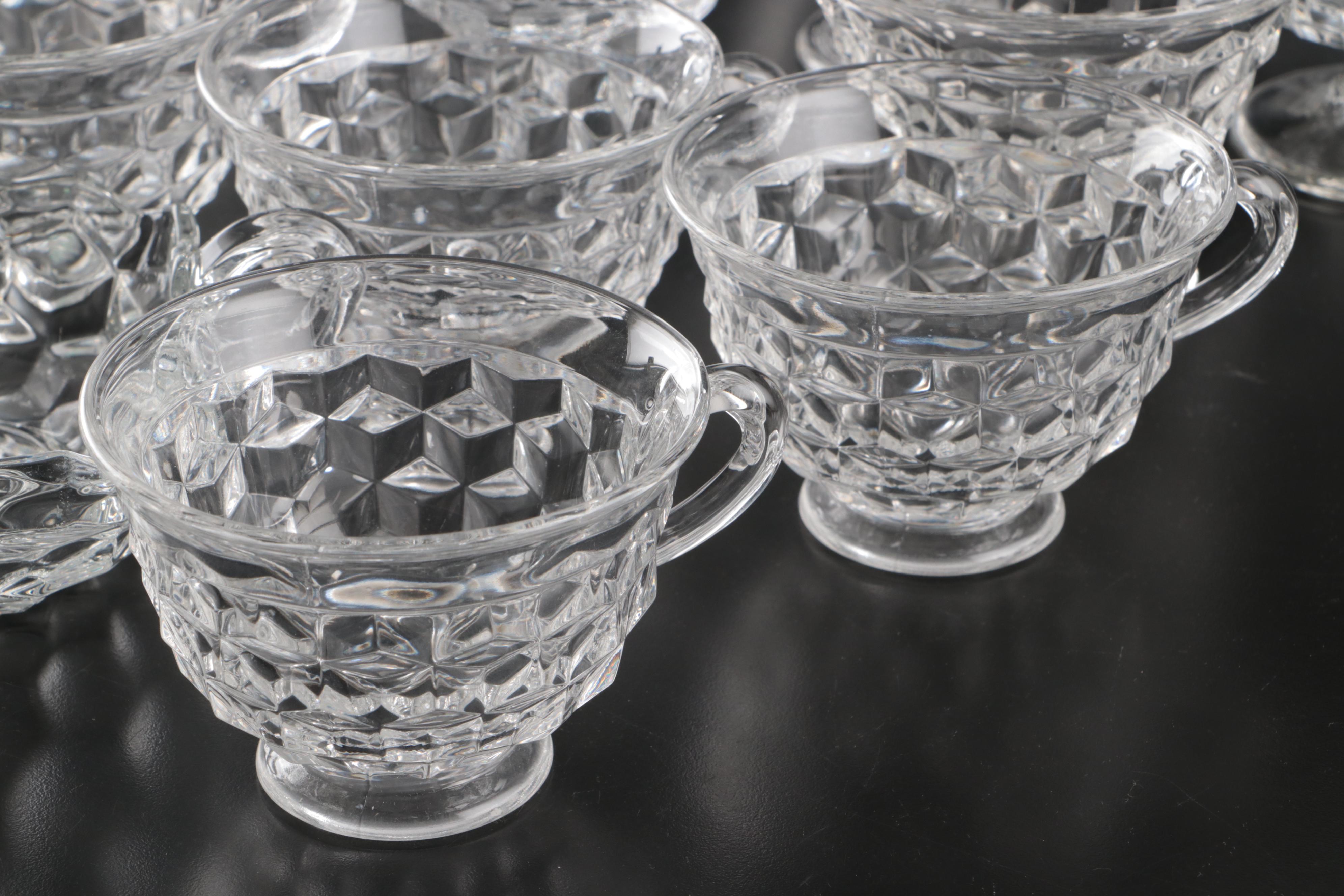 Glass Divided Dishes, Cups and Saucers, Shakers, and Other Glass Serveware
