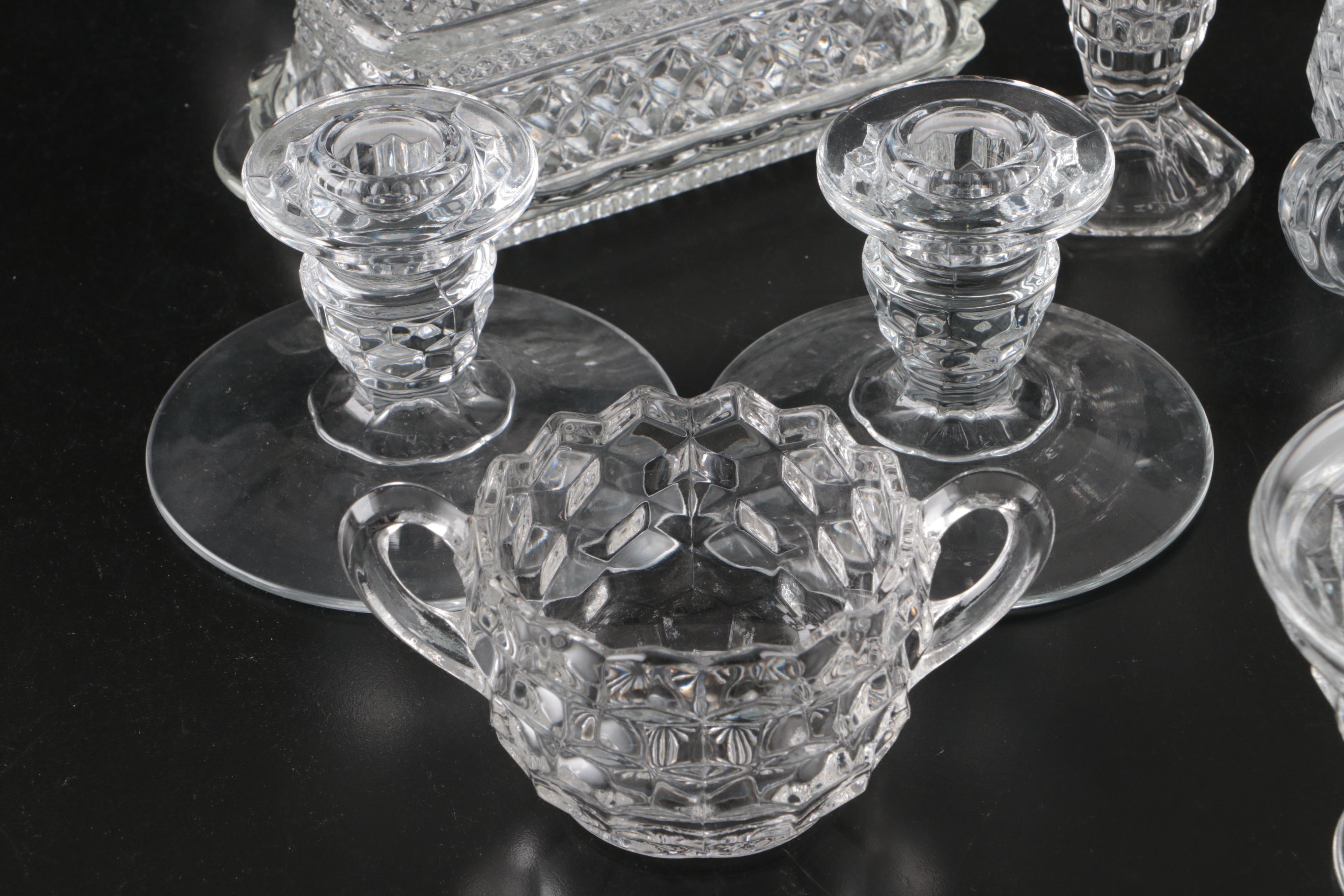Glass Divided Dishes, Cups and Saucers, Shakers, and Other Glass Serveware