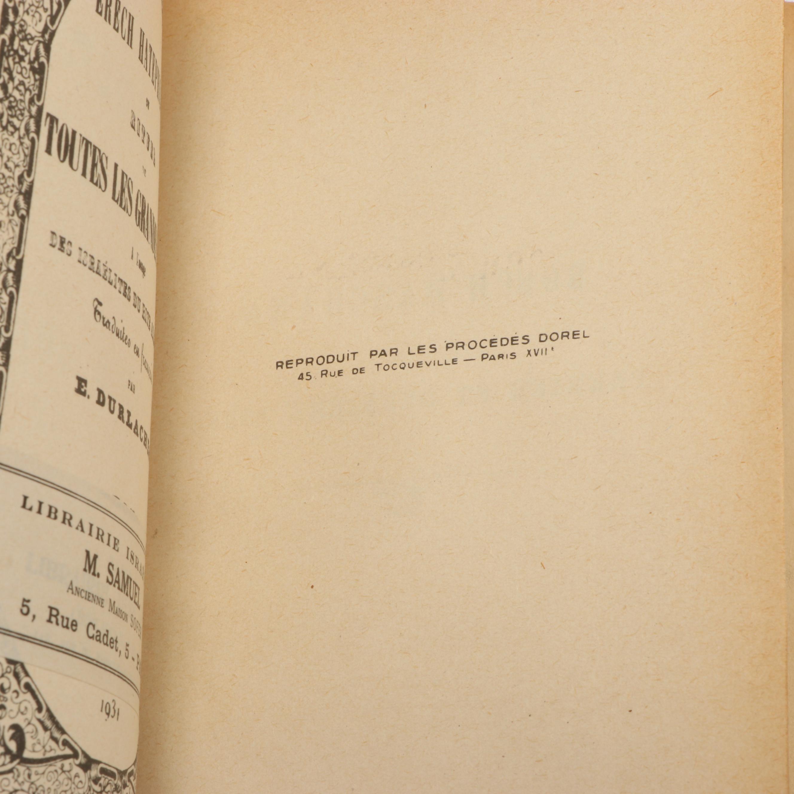 "Erech Hatephiloth" French Translation and More Jewish Prayer Books