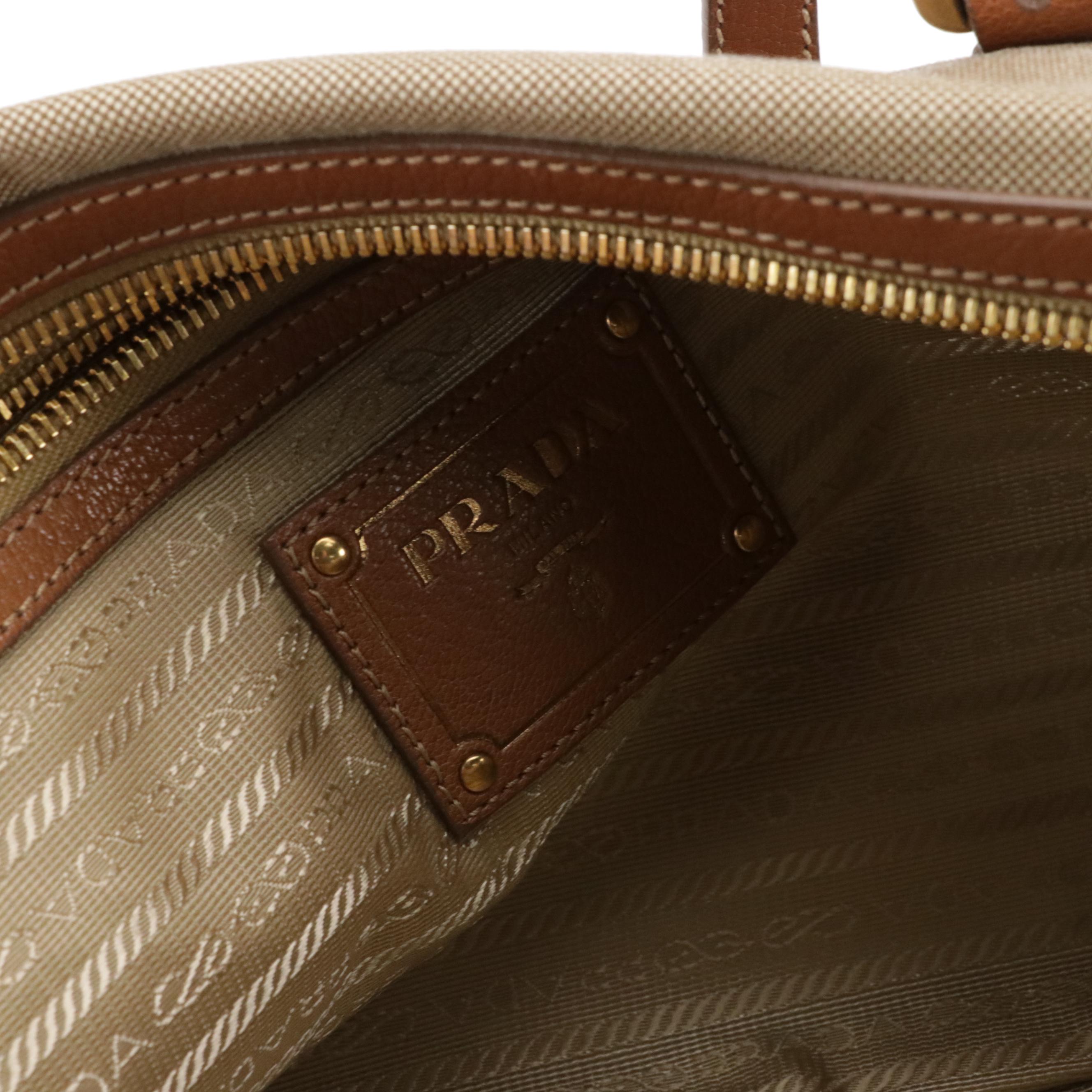 Prada Canapa Logo Jacquard and Leather Shoulder Bag