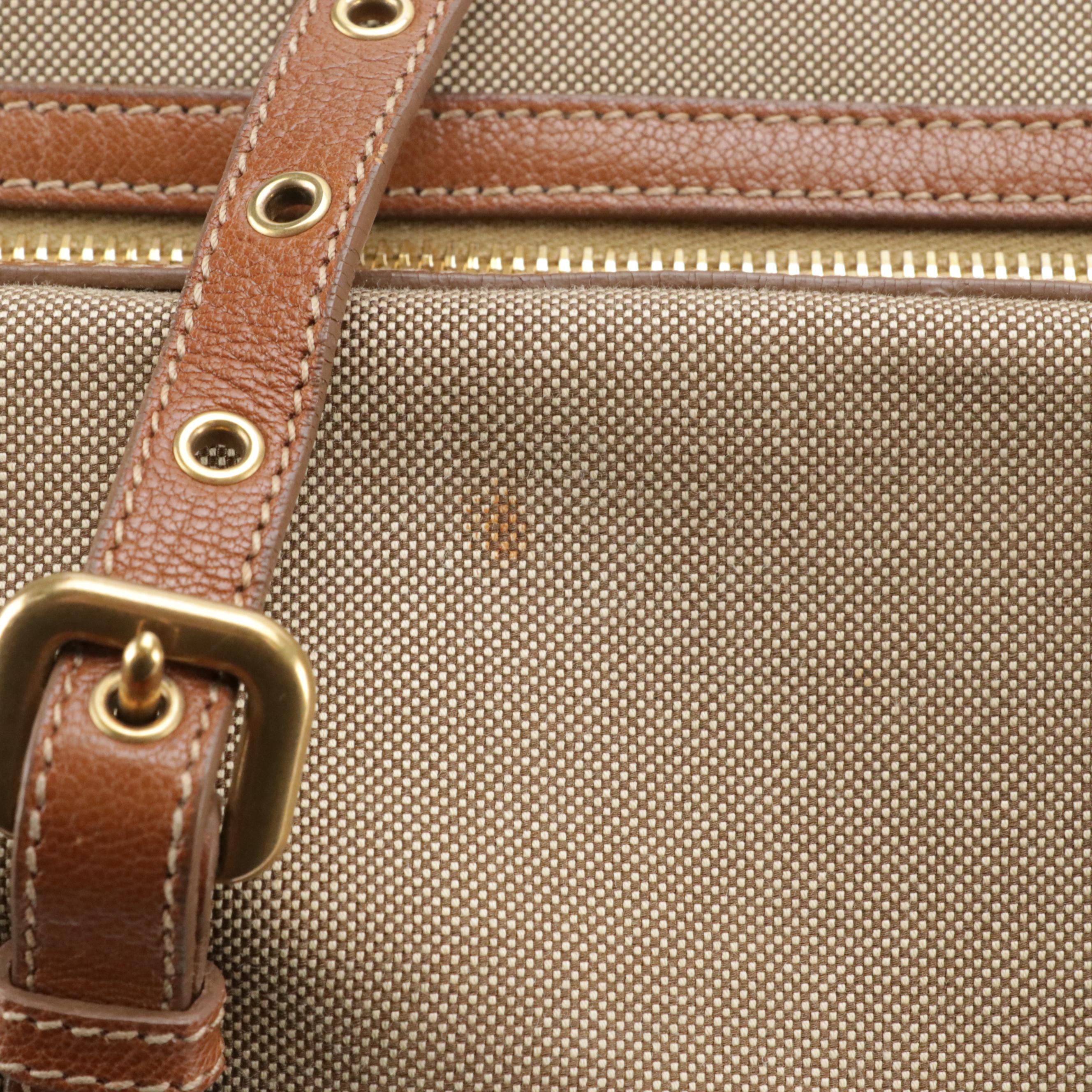 Prada Canapa Logo Jacquard and Leather Shoulder Bag