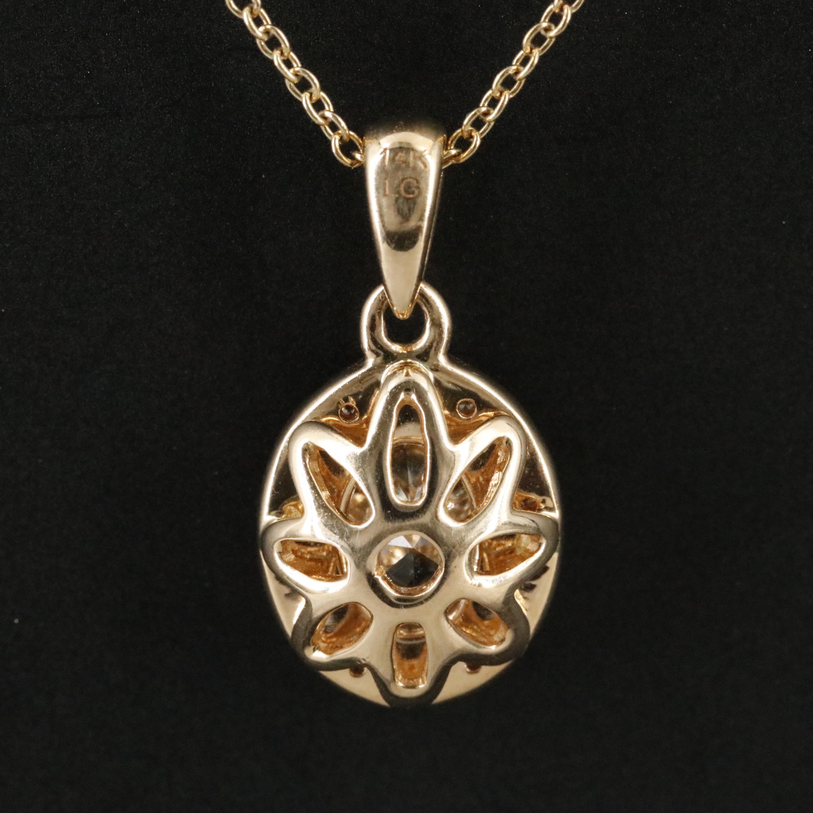 14K 1.00 CTW Lab Grown Diamond Halo Pendant Necklace with Fancy Yellow Center