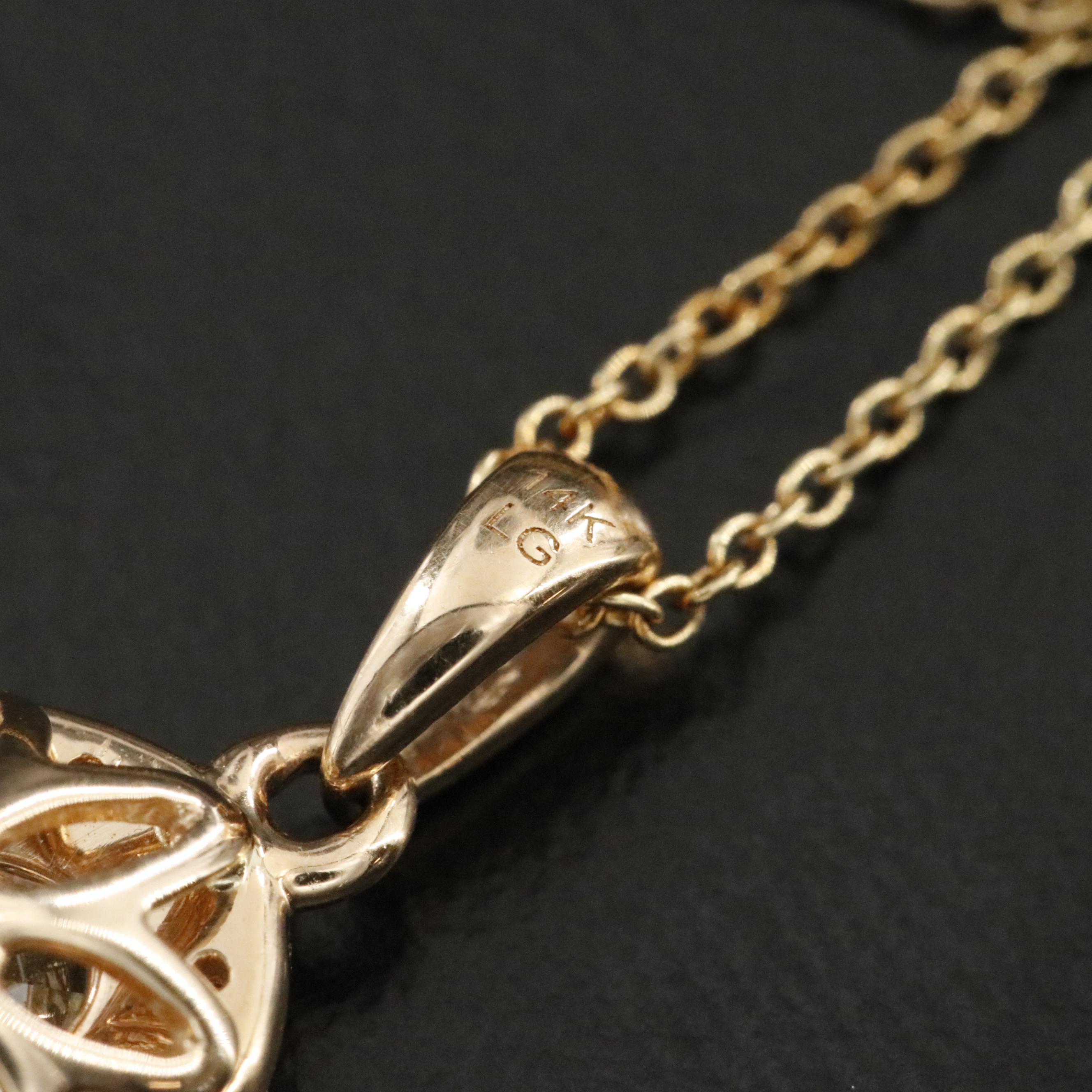 14K 1.00 CTW Lab Grown Diamond Halo Pendant Necklace with Fancy Yellow Center