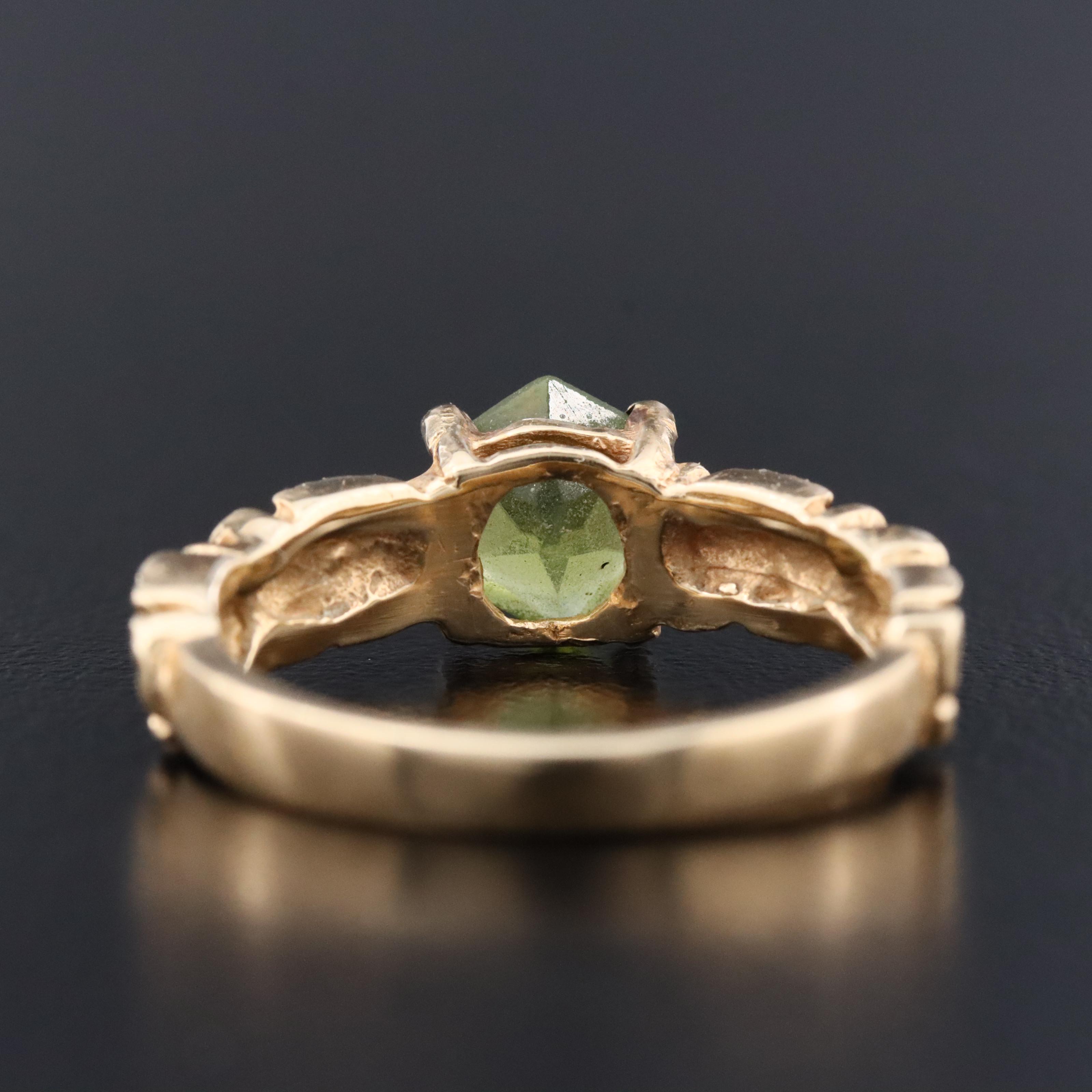14K Peridot Floral Band Ring