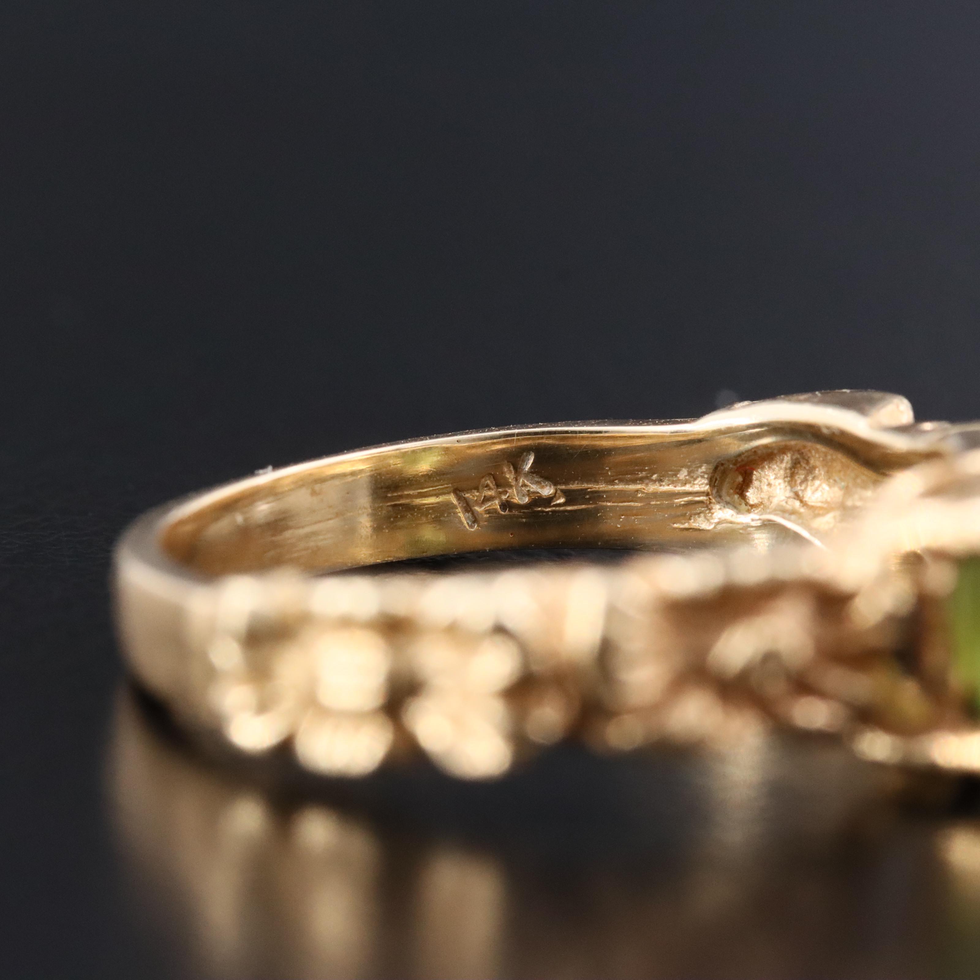 14K Peridot Floral Band Ring