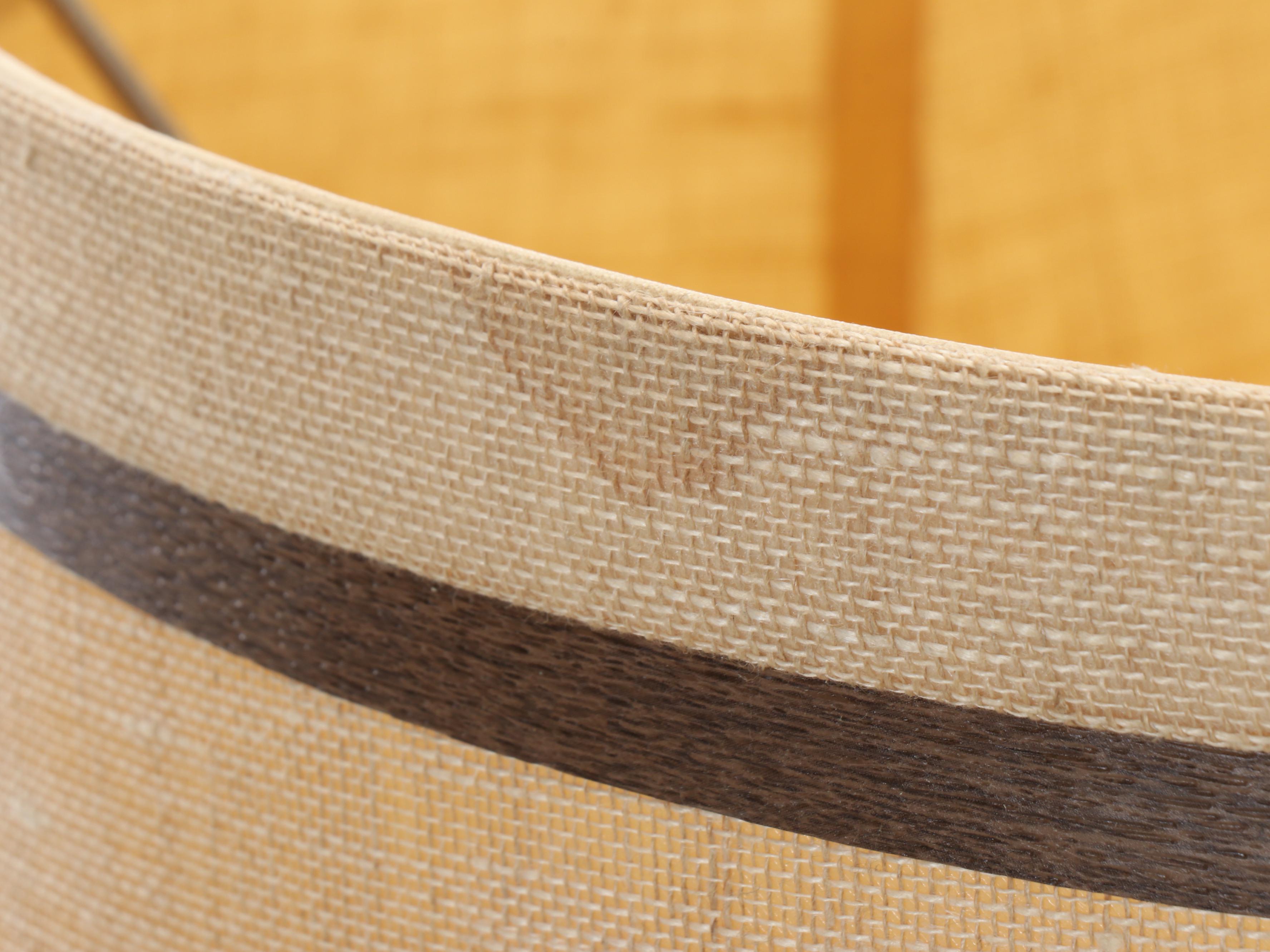 MCM Style Walnut Finish Carved Table Lamp with Drum Shade