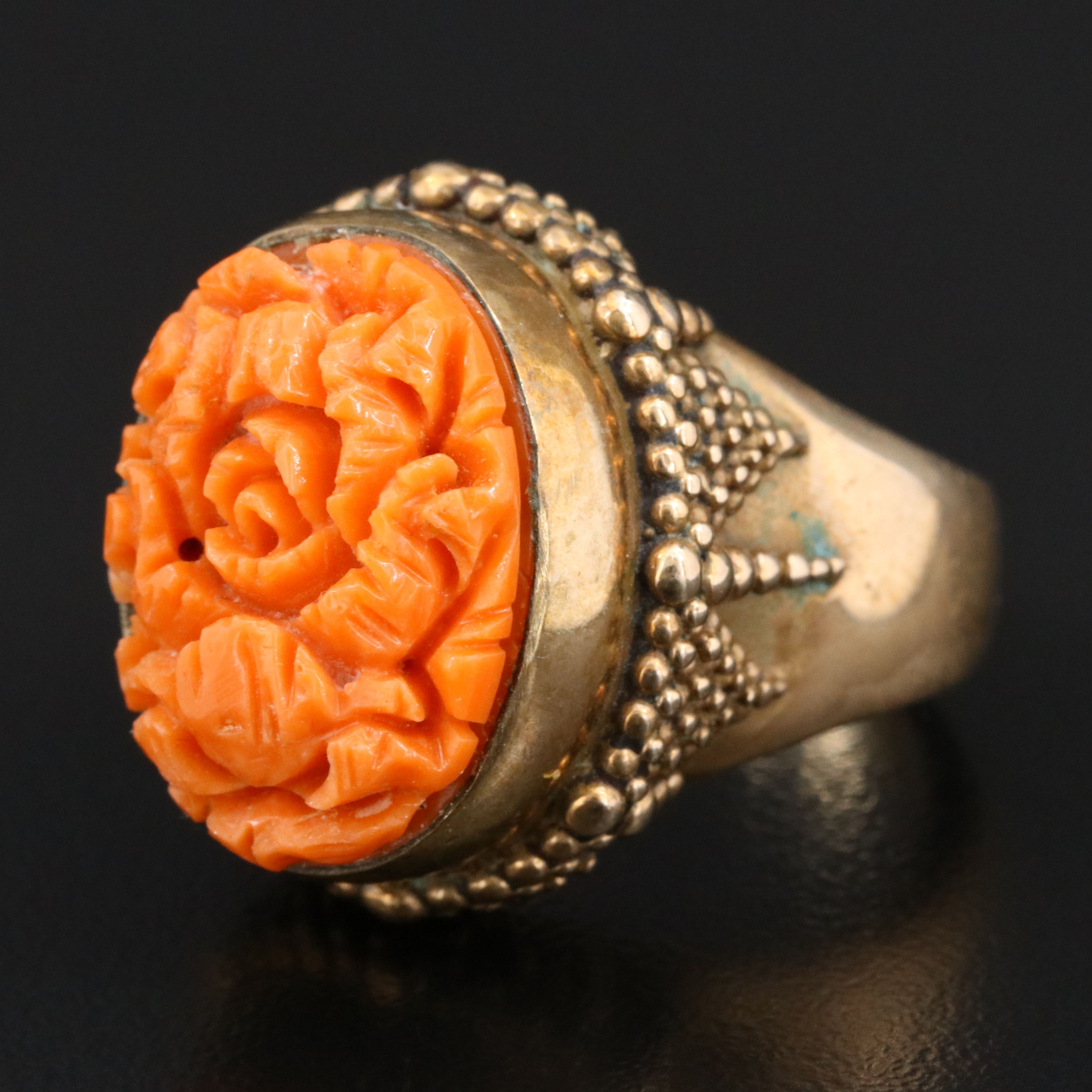 Stephen Dweck Carved Coral Ring
