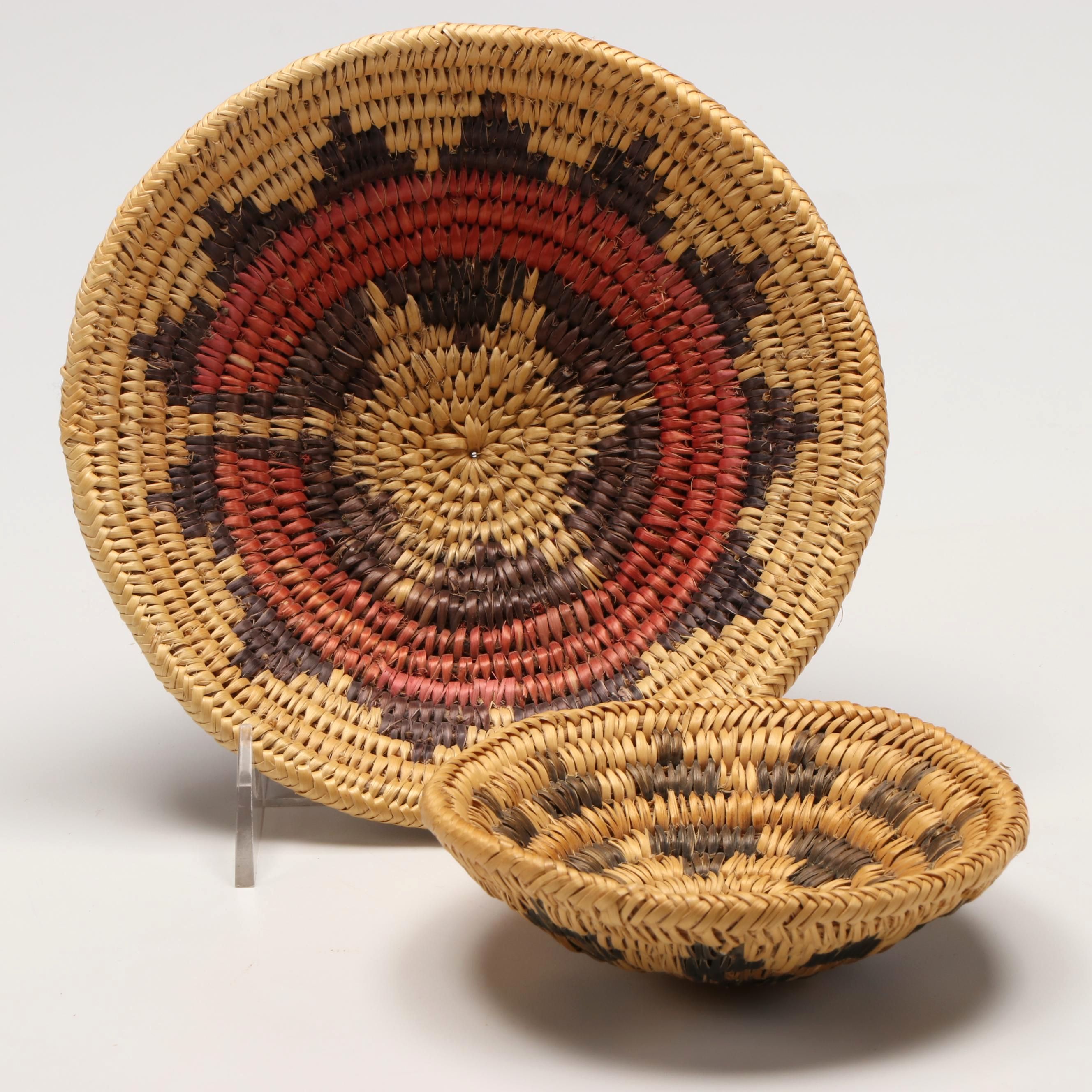 Diné (Navajo) Sumac Wedding Basket and Other Woven Vessel