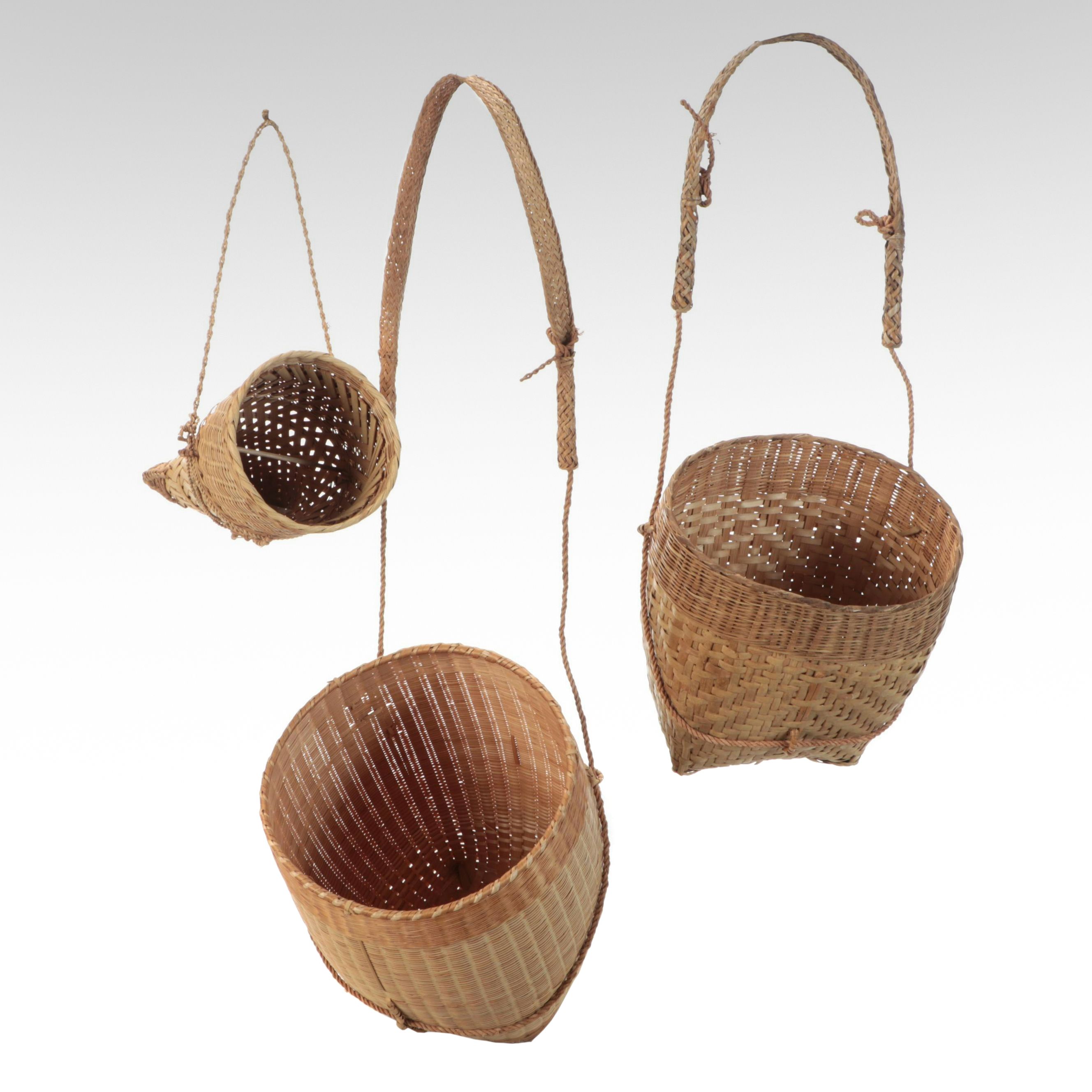 Myanmar Bamboo Fiber Backpack with Tumpline and Other Utilitarian Basketry