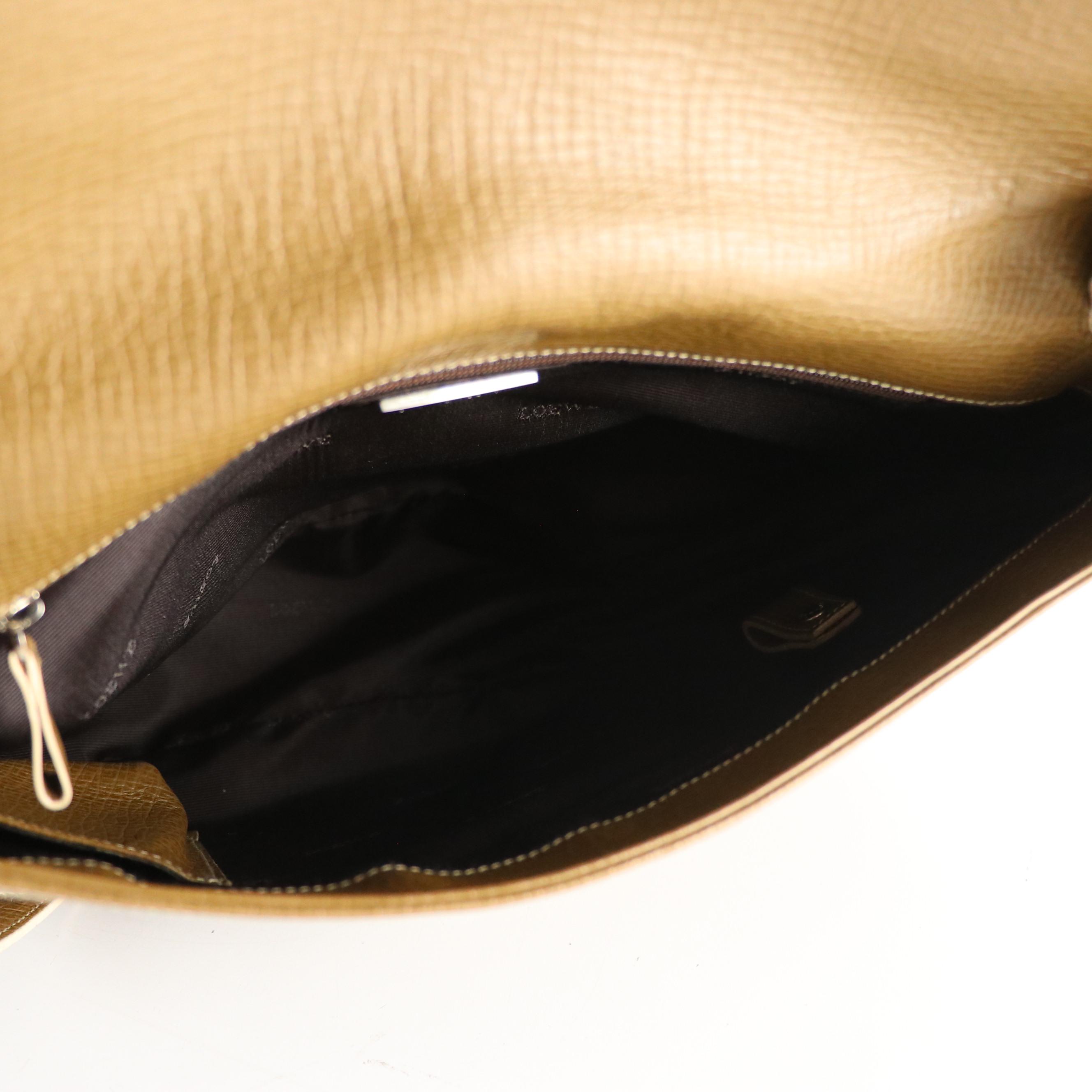 Loewe Flap Front Crossbody Bag in Khaki Textured Leather