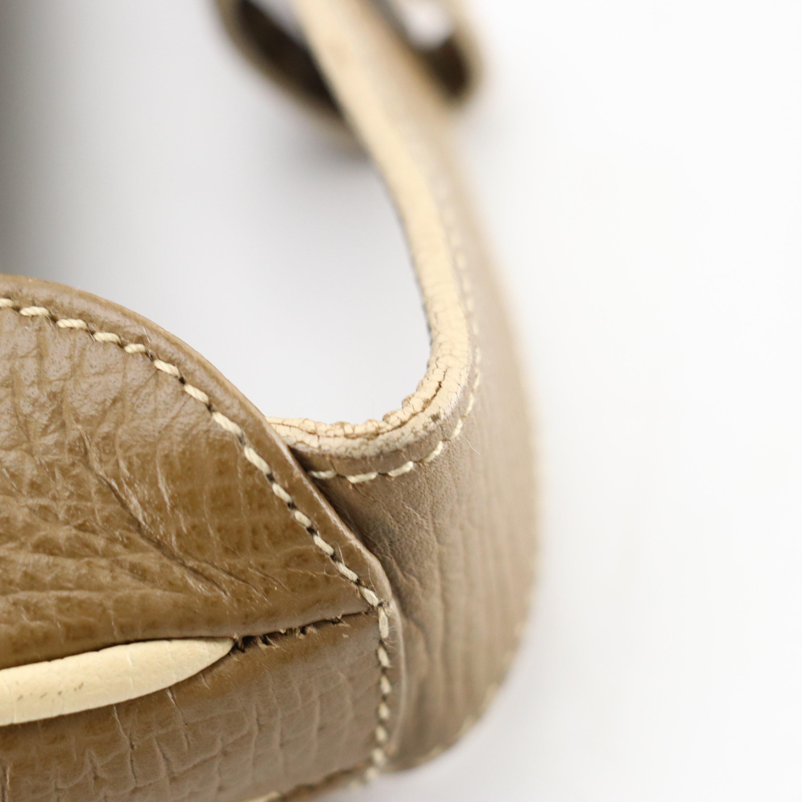 Loewe Flap Front Crossbody Bag in Khaki Textured Leather