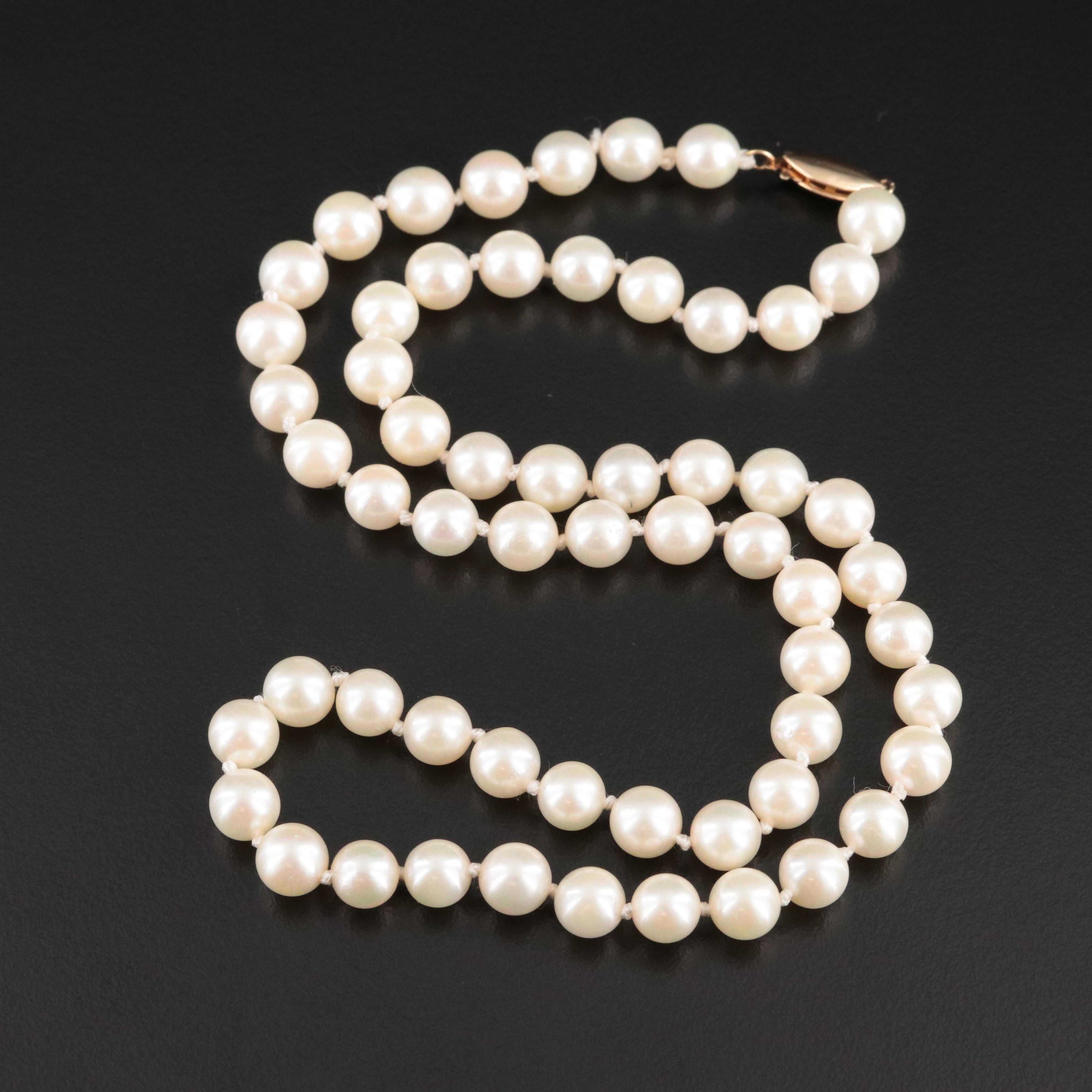 Pearl Necklace with 14K Clasp