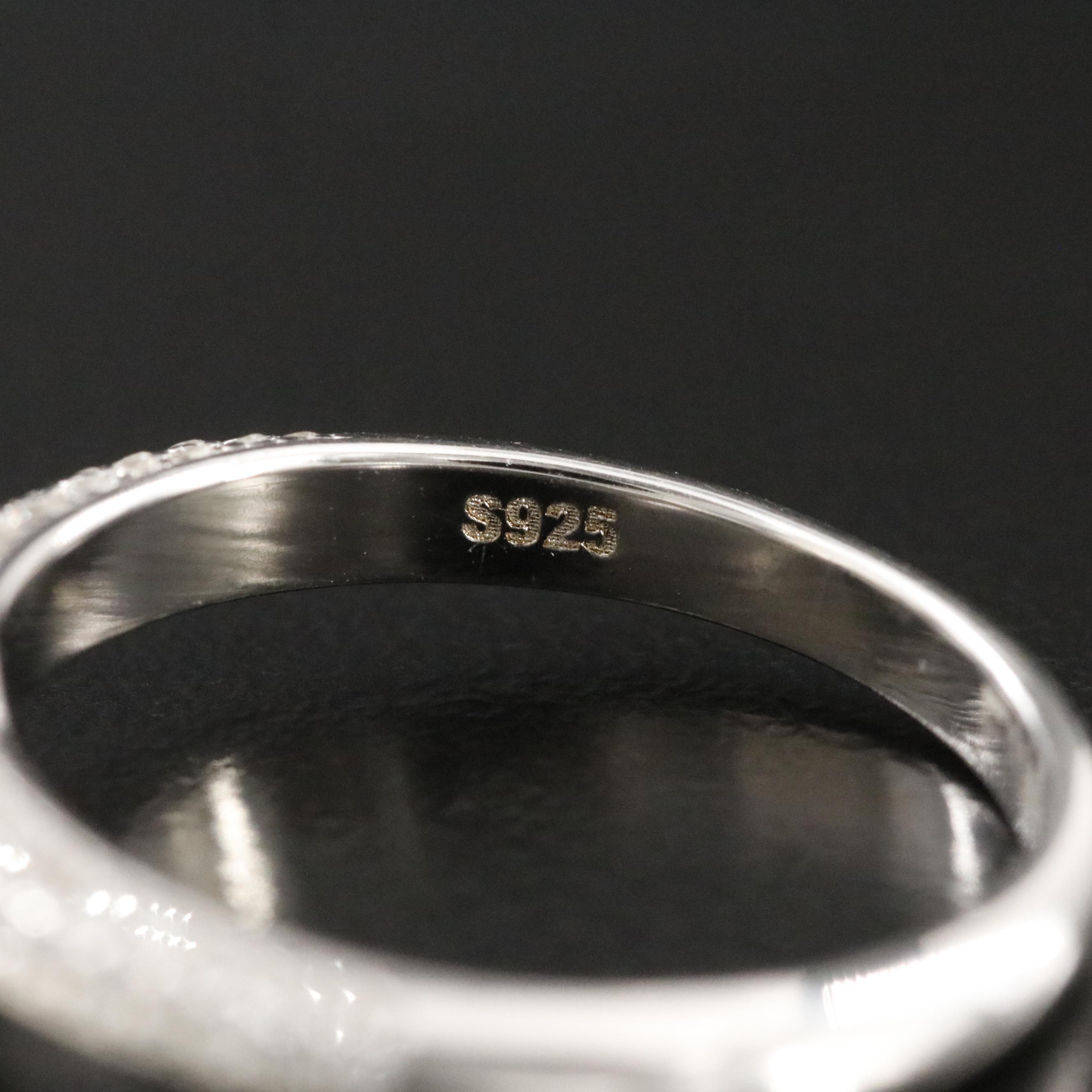 Sterling Moissanite and Glass Ring