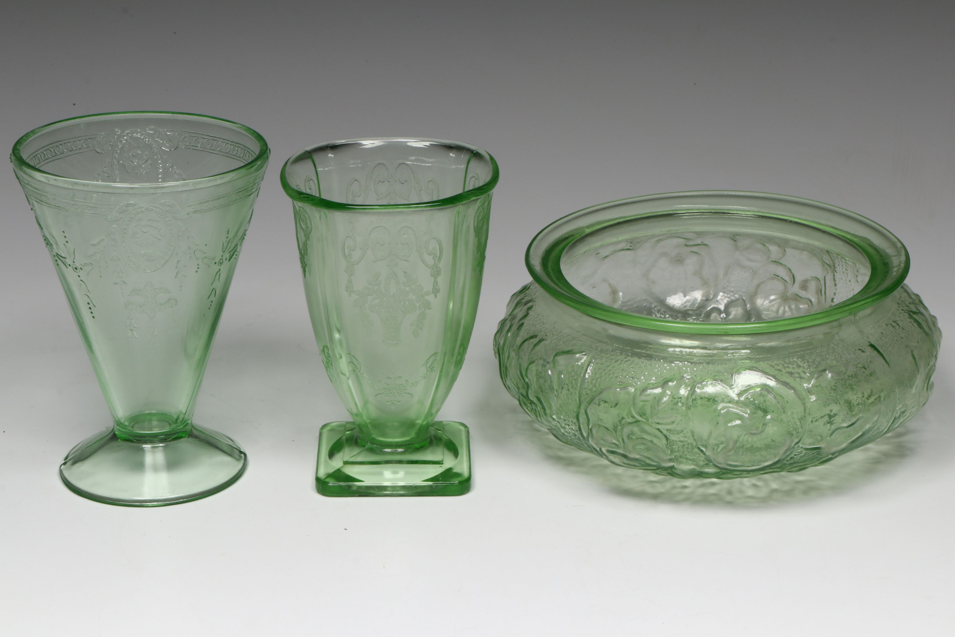 Anchor Hocking "Oyster and Pearl" with More Vaseline and Custard Glass Tableware