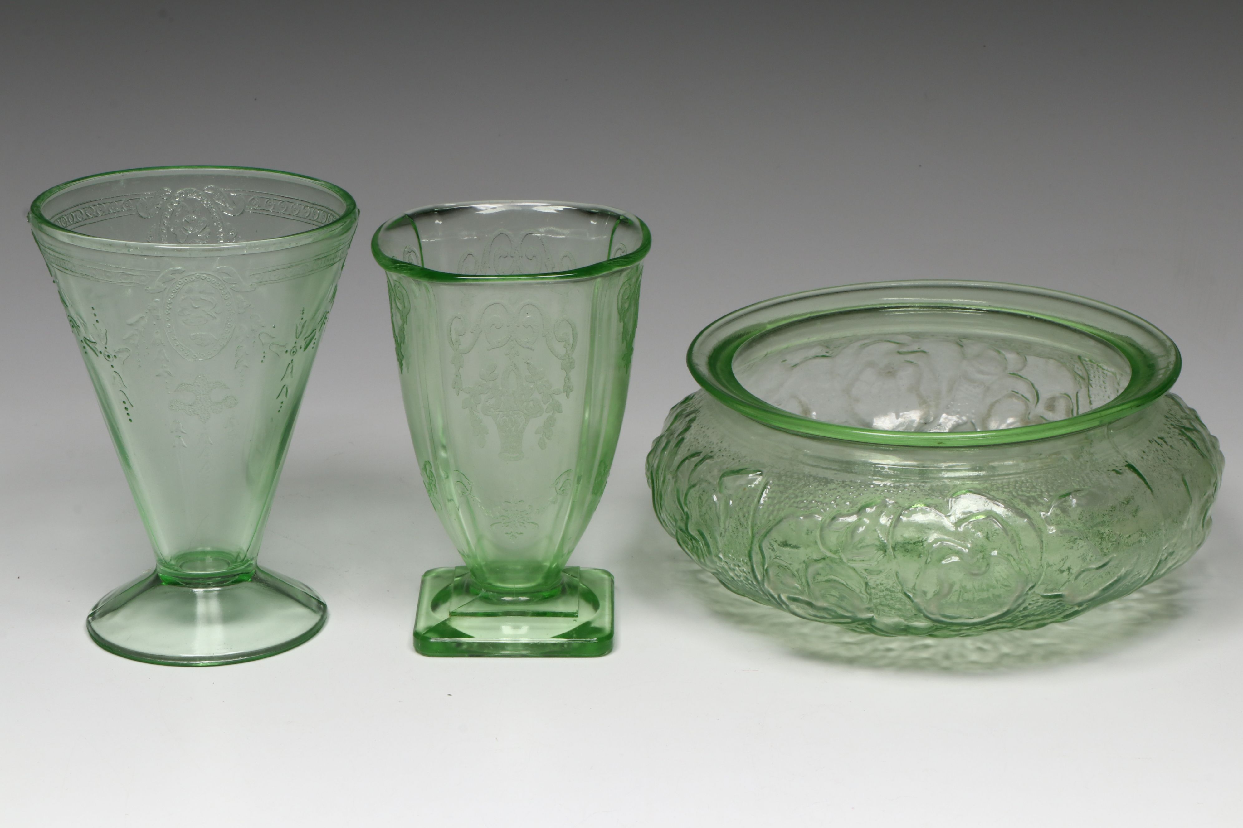 Anchor Hocking "Oyster and Pearl" with More Vaseline and Custard Glass Tableware