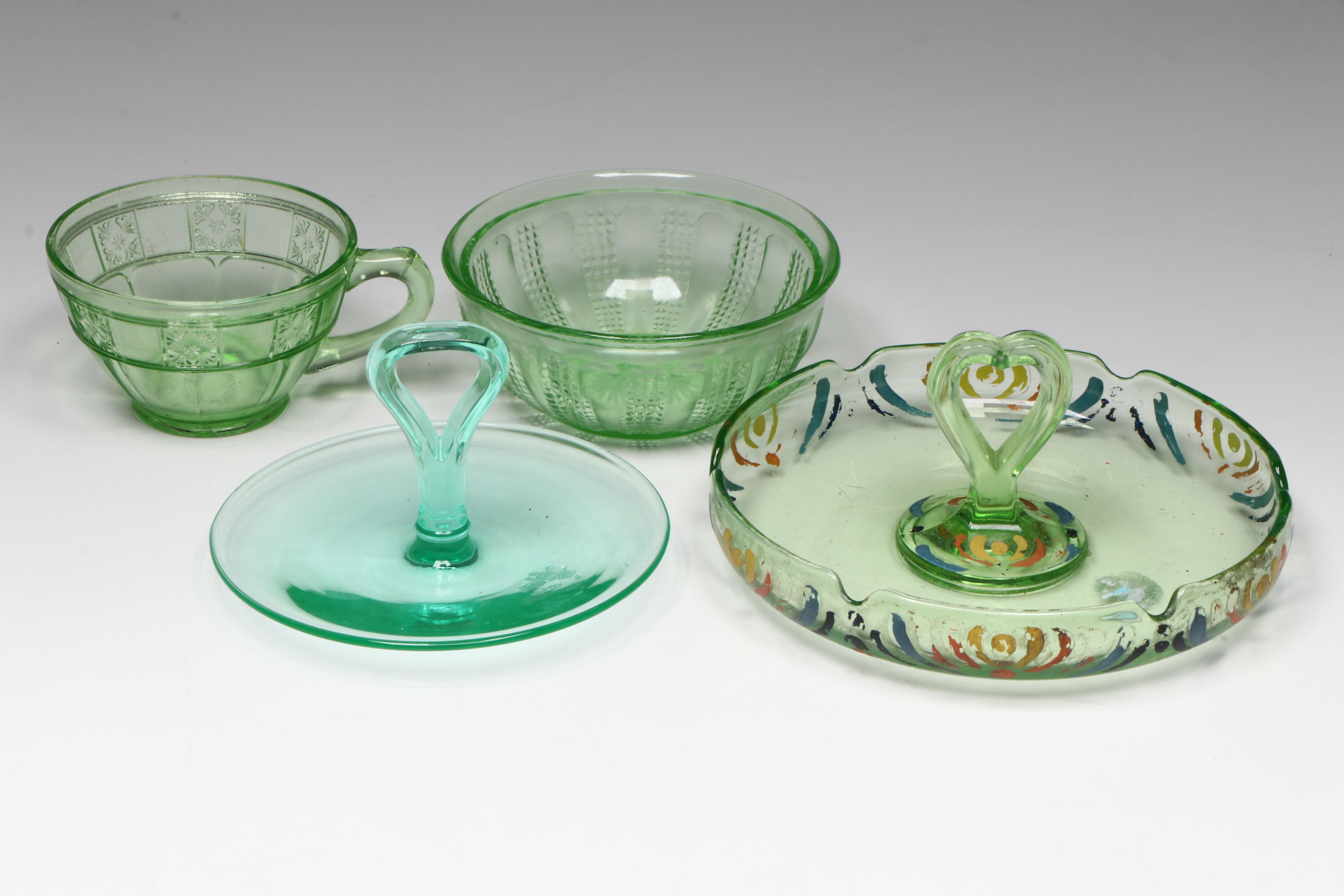 Anchor Hocking "Oyster and Pearl" with More Vaseline and Custard Glass Tableware