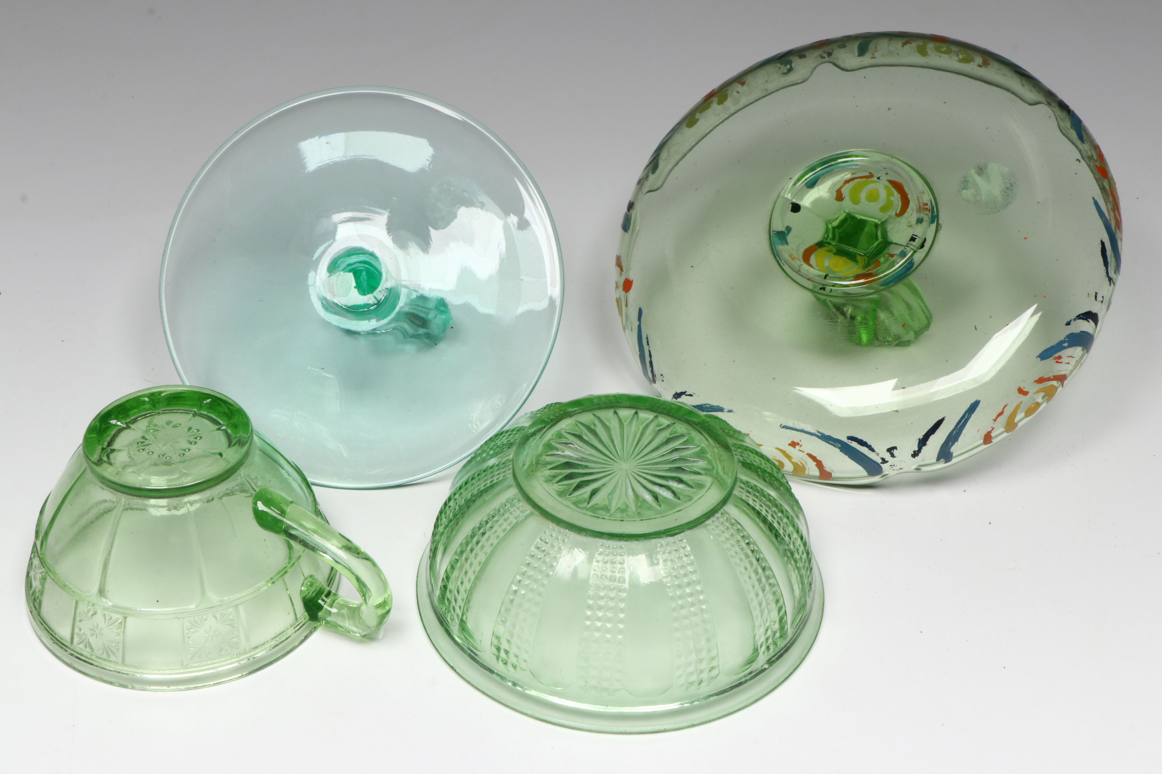 Anchor Hocking "Oyster and Pearl" with More Vaseline and Custard Glass Tableware