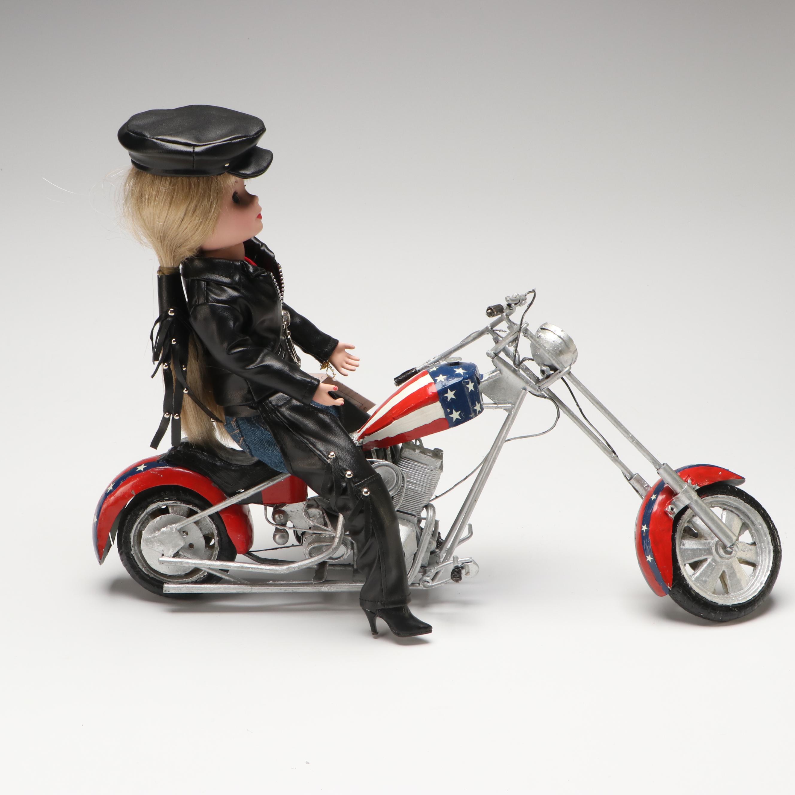 Madame Alexander "Weekend Wanderer" Porcelain Doll and Motorcycle, 2005
