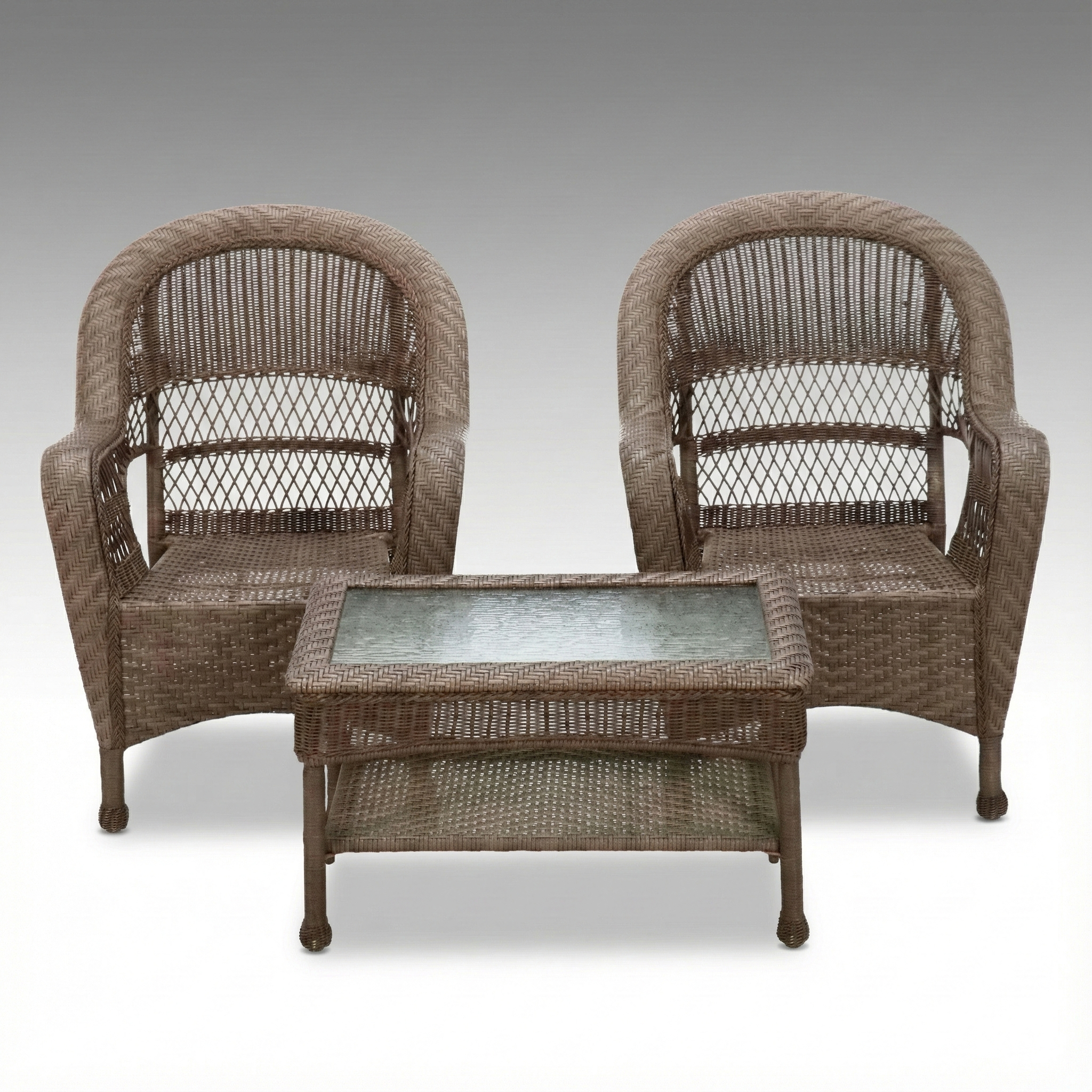 Wicker Resin Armchairs and Coffee Table
