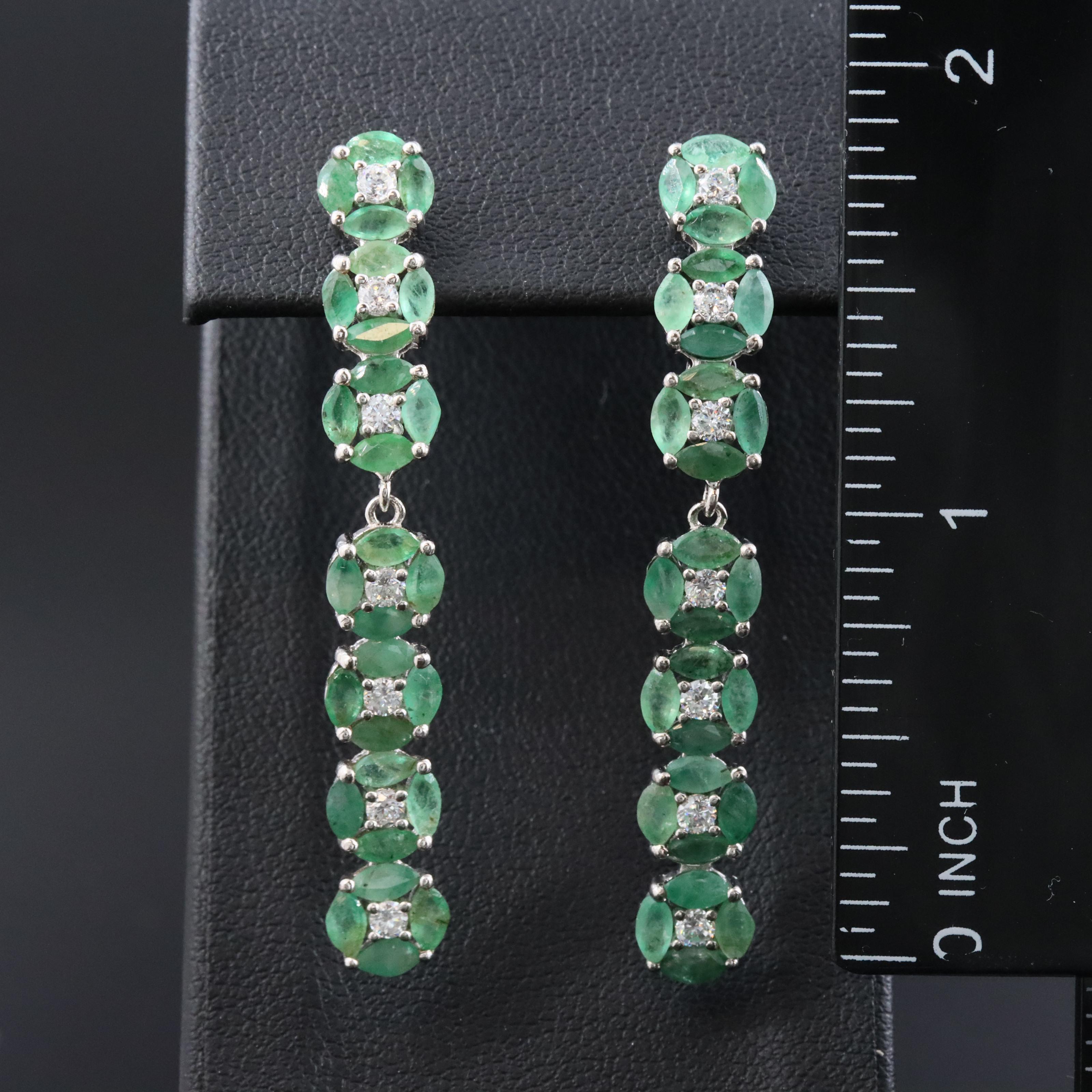 Sterling Emerald and Glass Drop Earrings