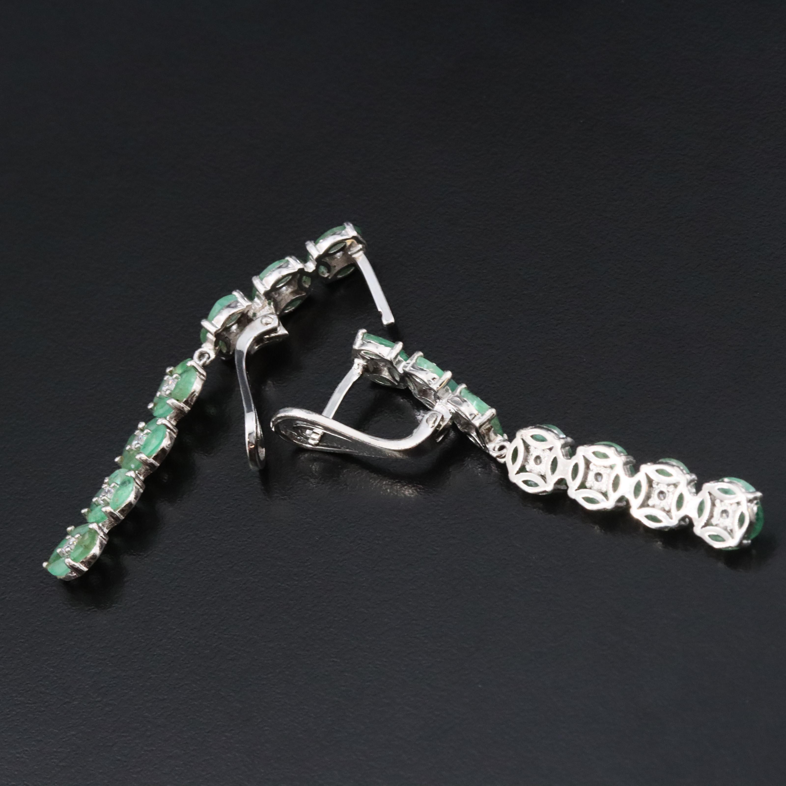 Sterling Emerald and Glass Drop Earrings