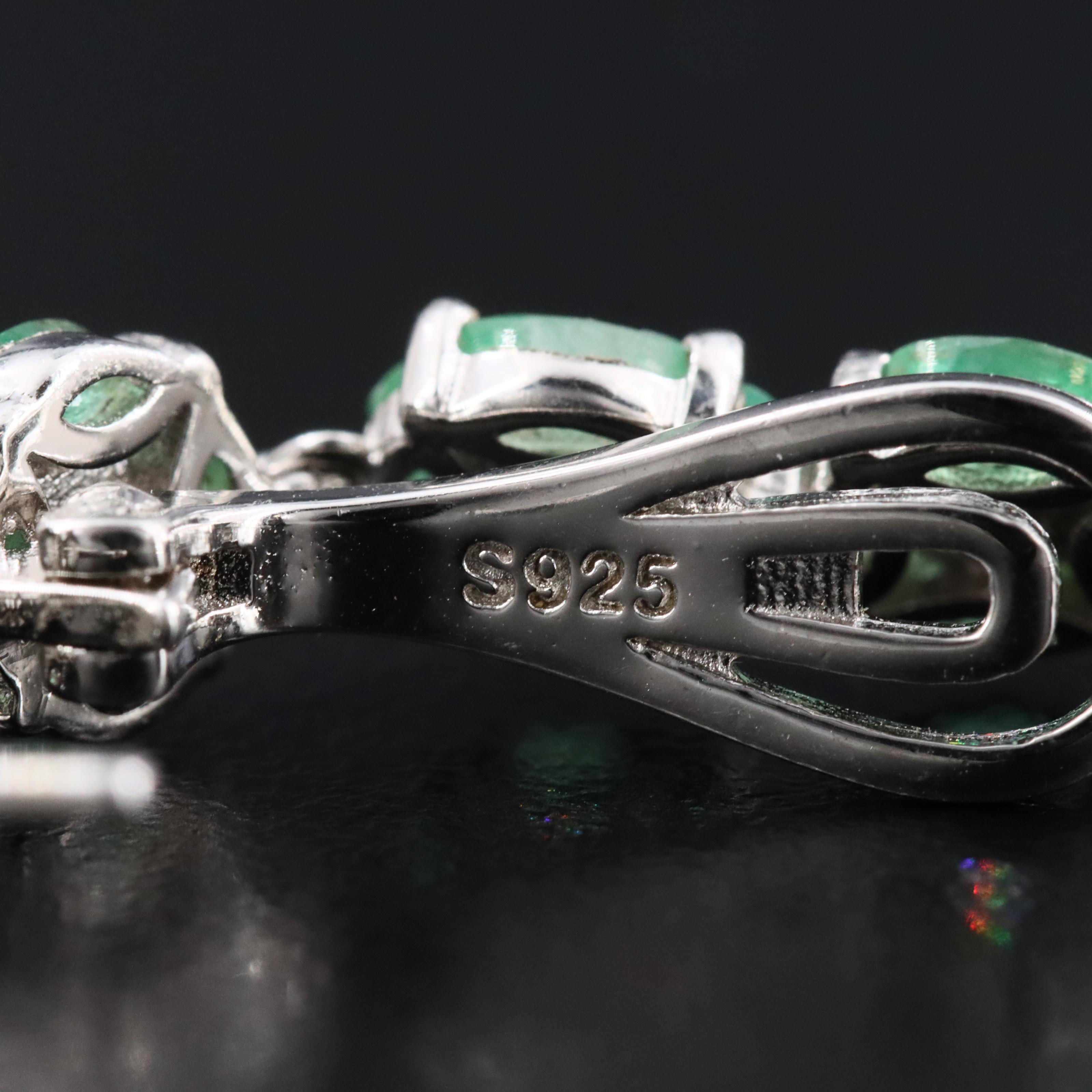 Sterling Emerald and Glass Drop Earrings