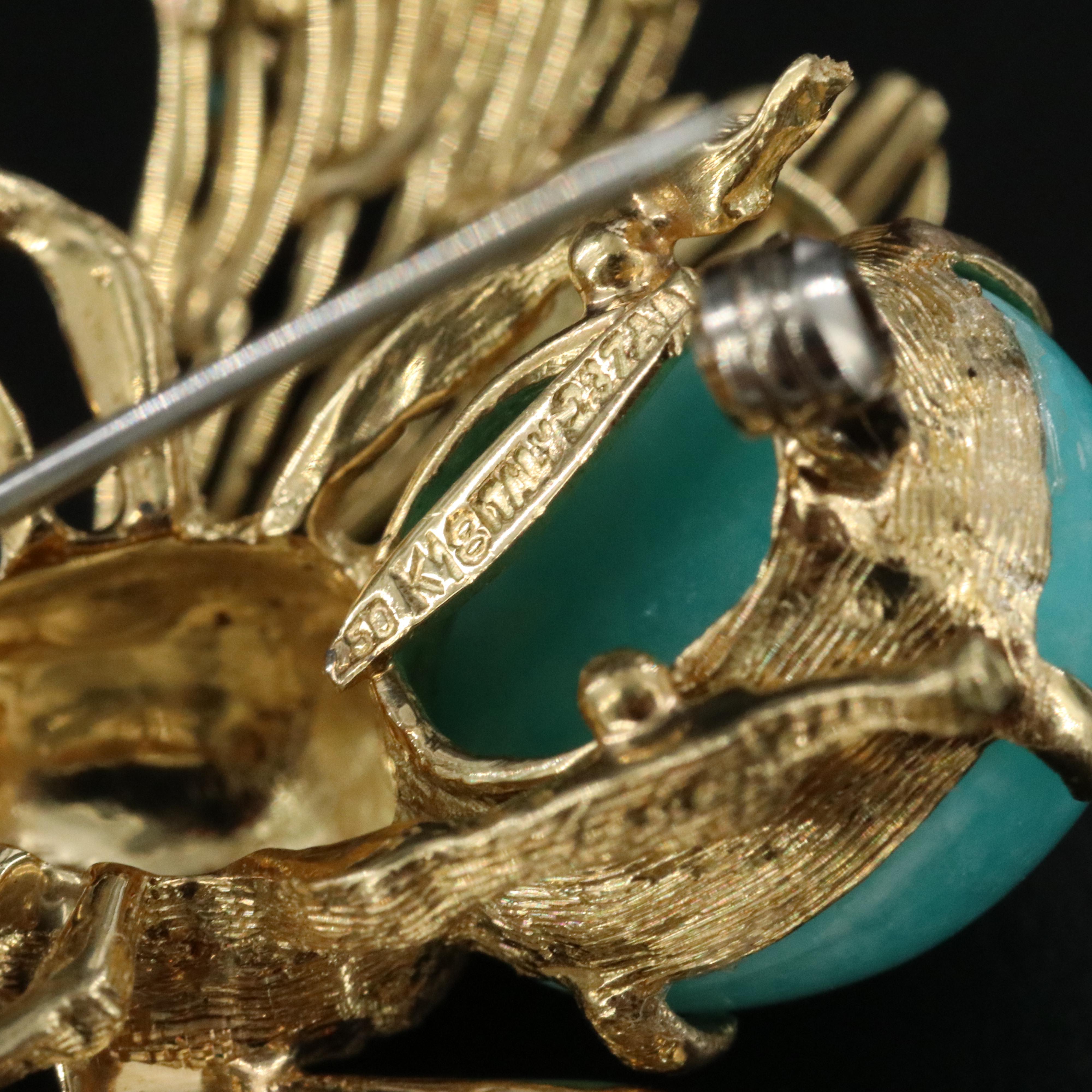 Italian 18K Amazonite and Turquoise Bumble Bee Brooch