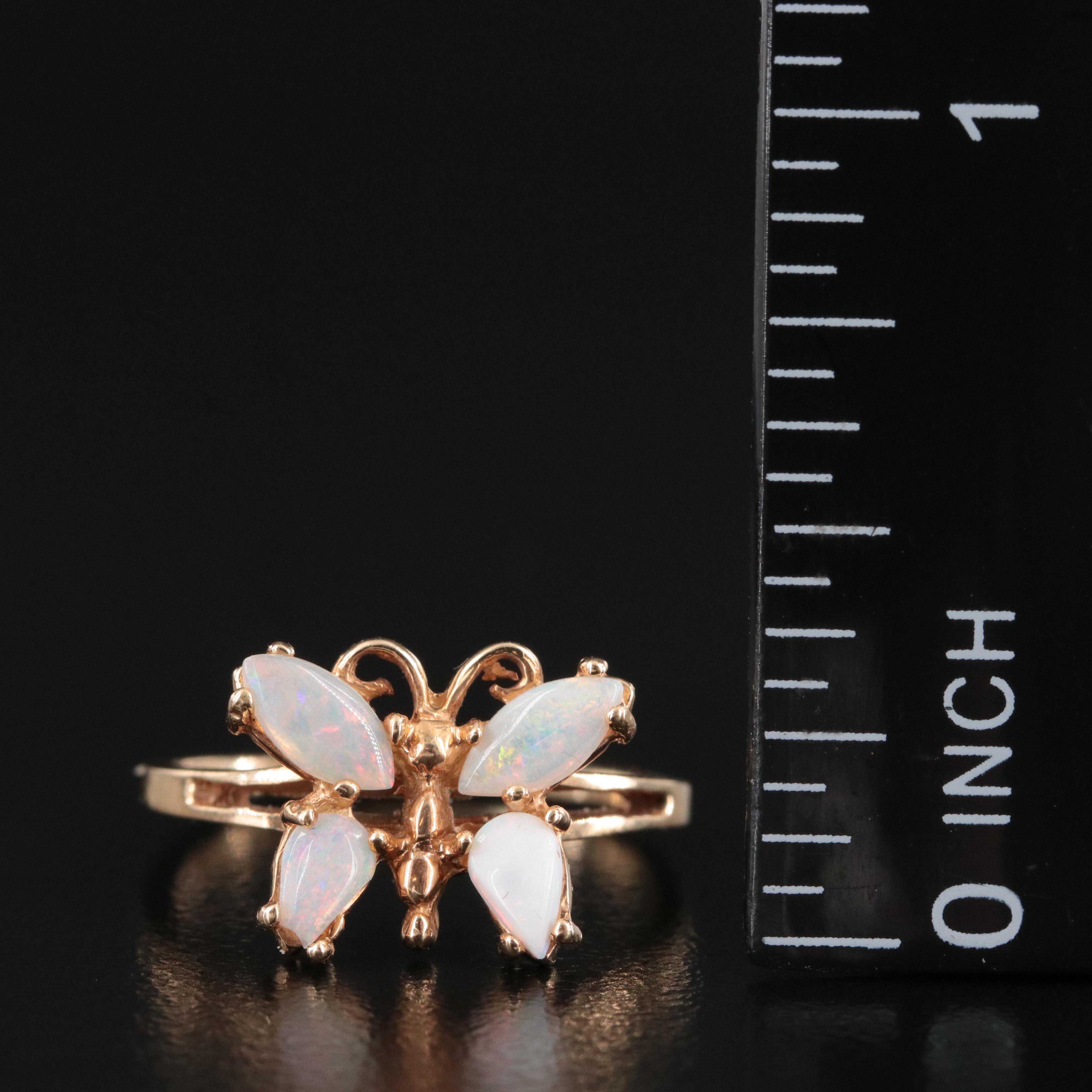 14K Opal Butterfly Ring
