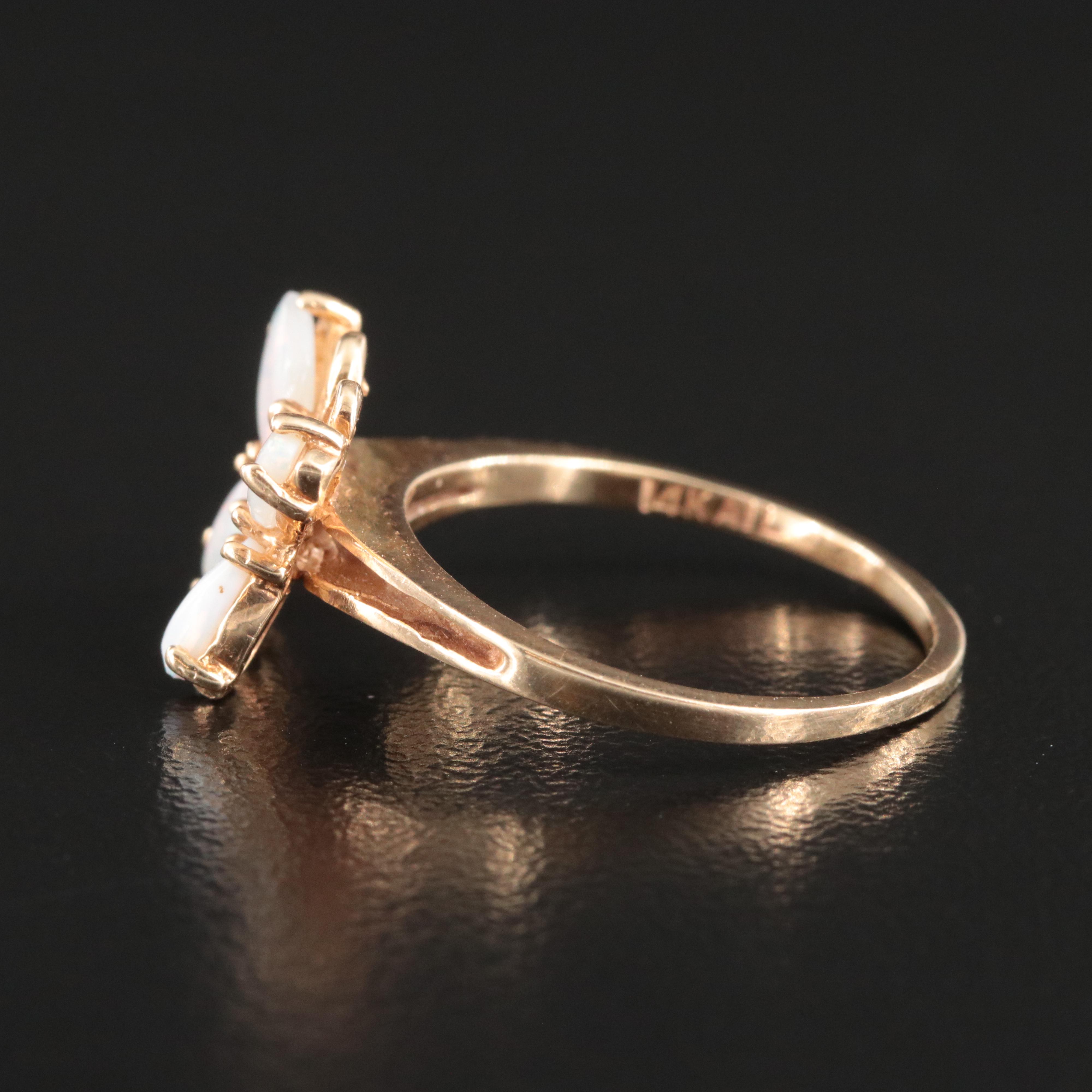 14K Opal Butterfly Ring