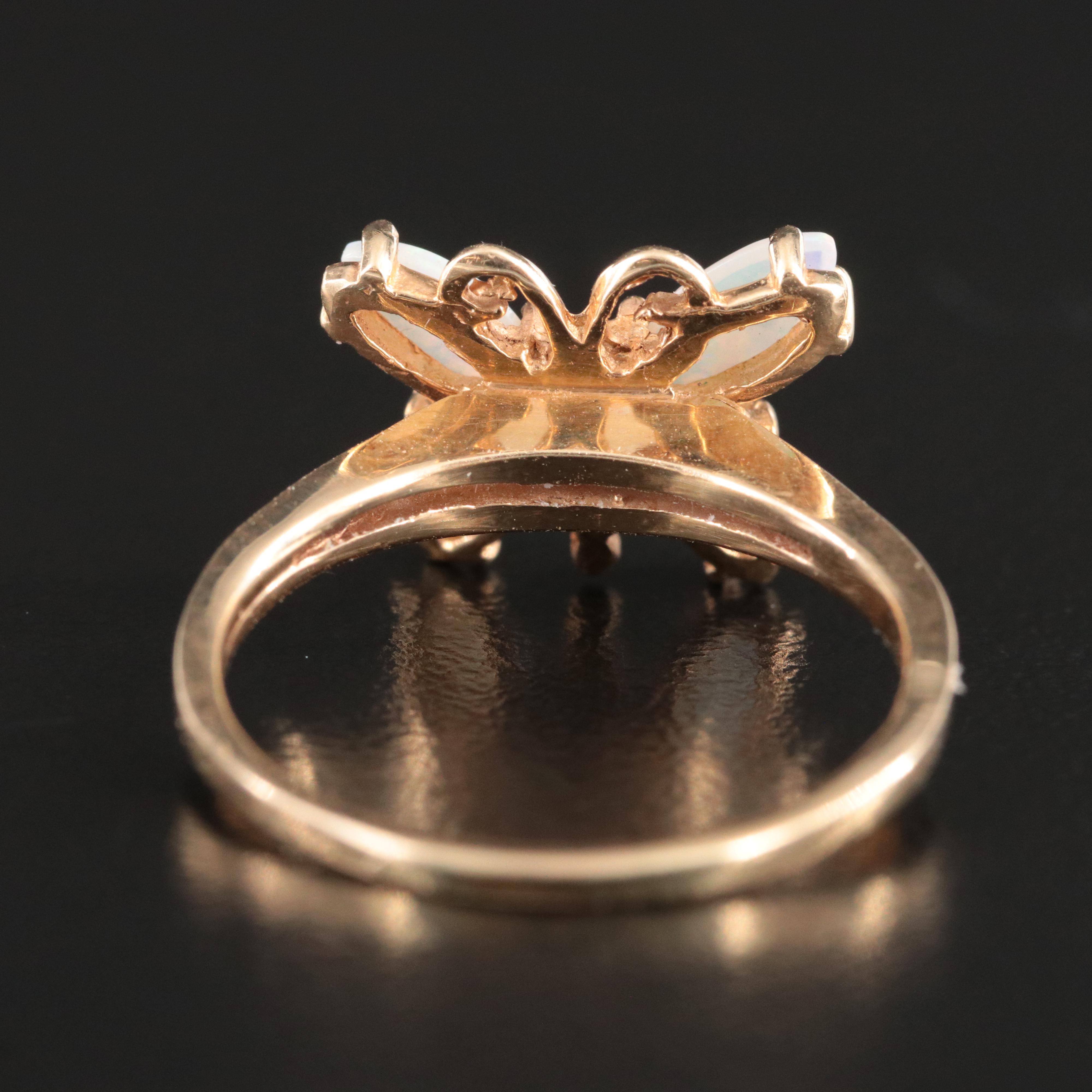 14K Opal Butterfly Ring