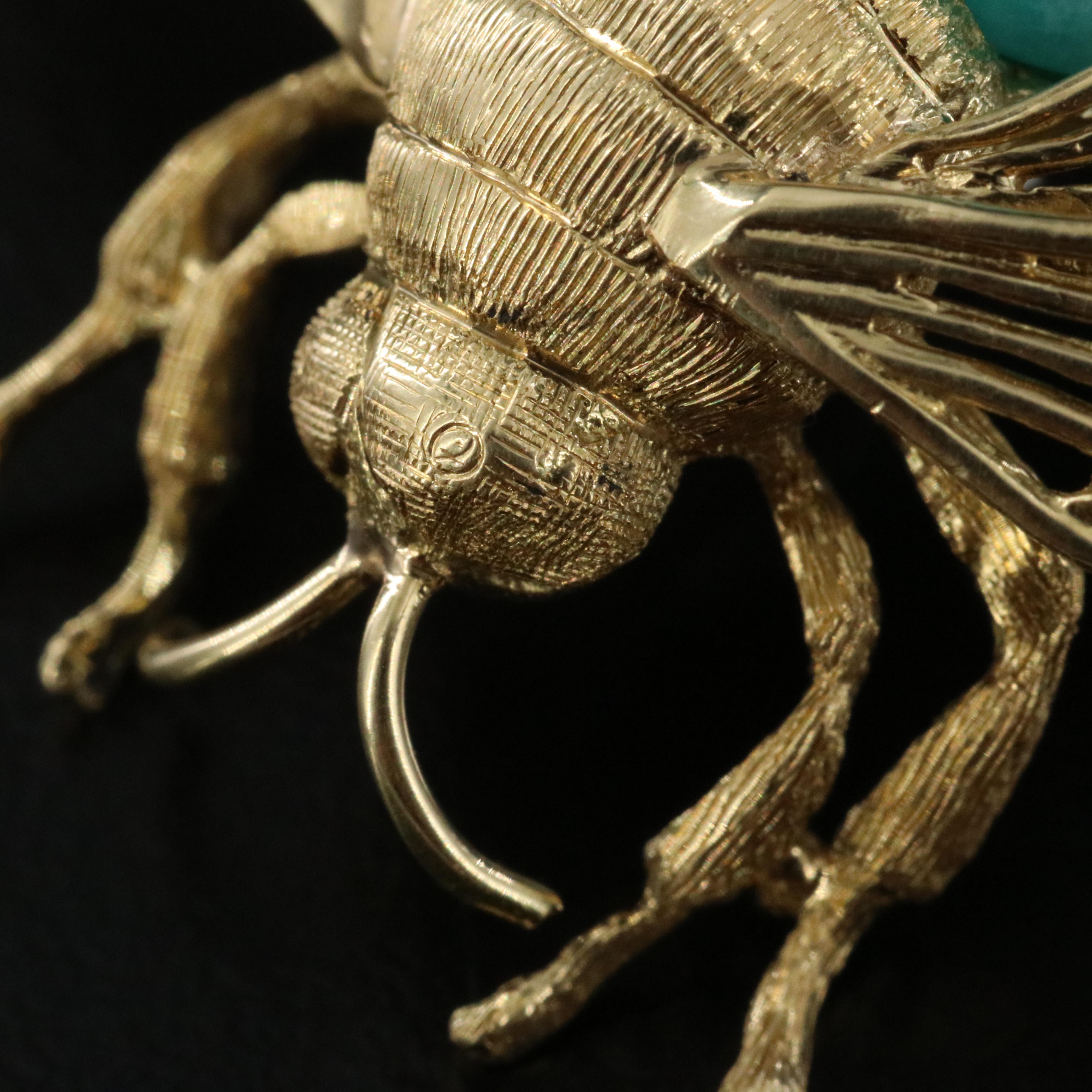 Italian 18K Amazonite and Turquoise Bumble Bee Brooch