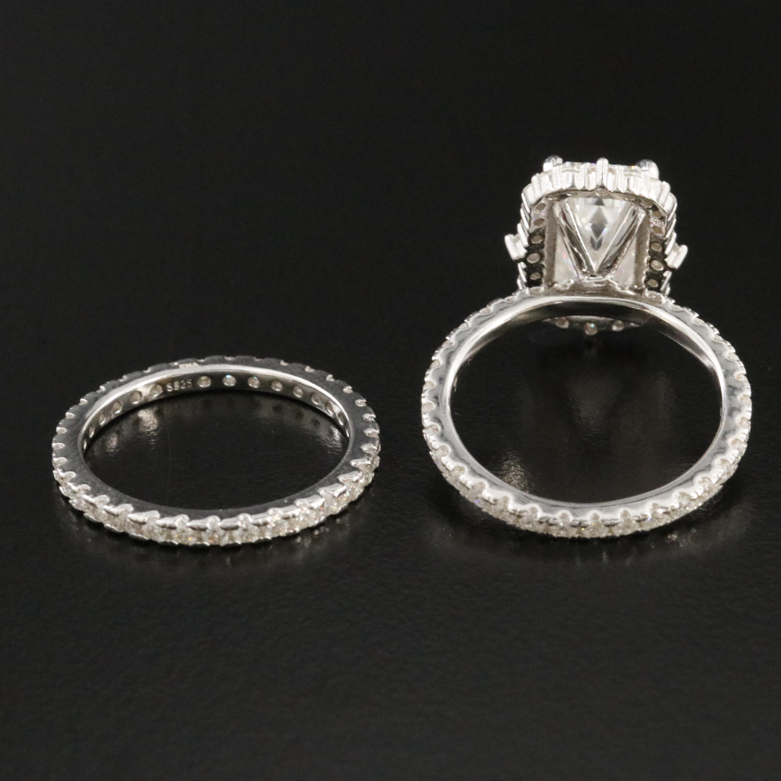 Sterling Moissanite Ring Set