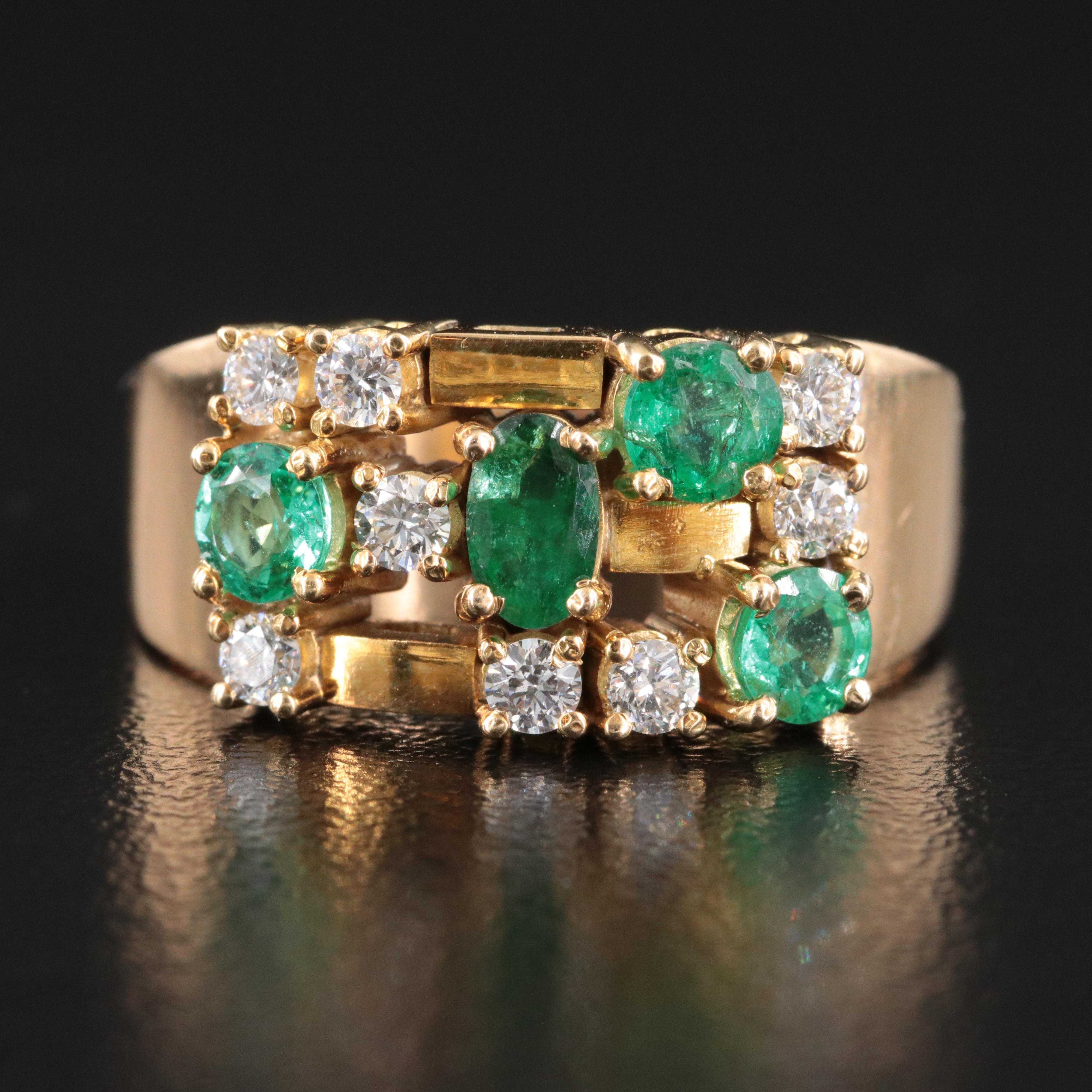 18K Emerald and Diamond Ring