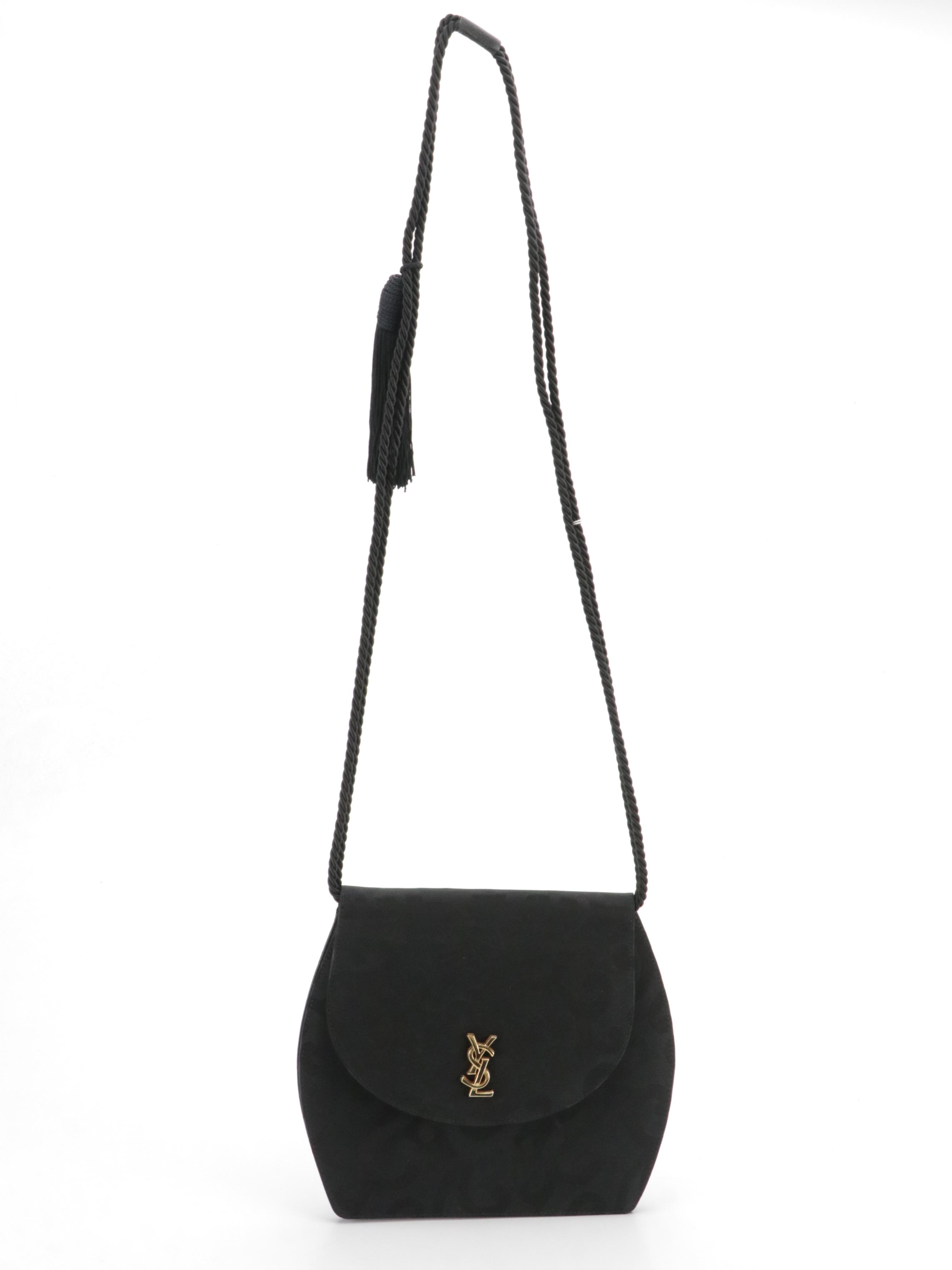 YSL Scrolling Nylon Jacquard Front-Flap Evening Bag with Tasseled Cord Strap