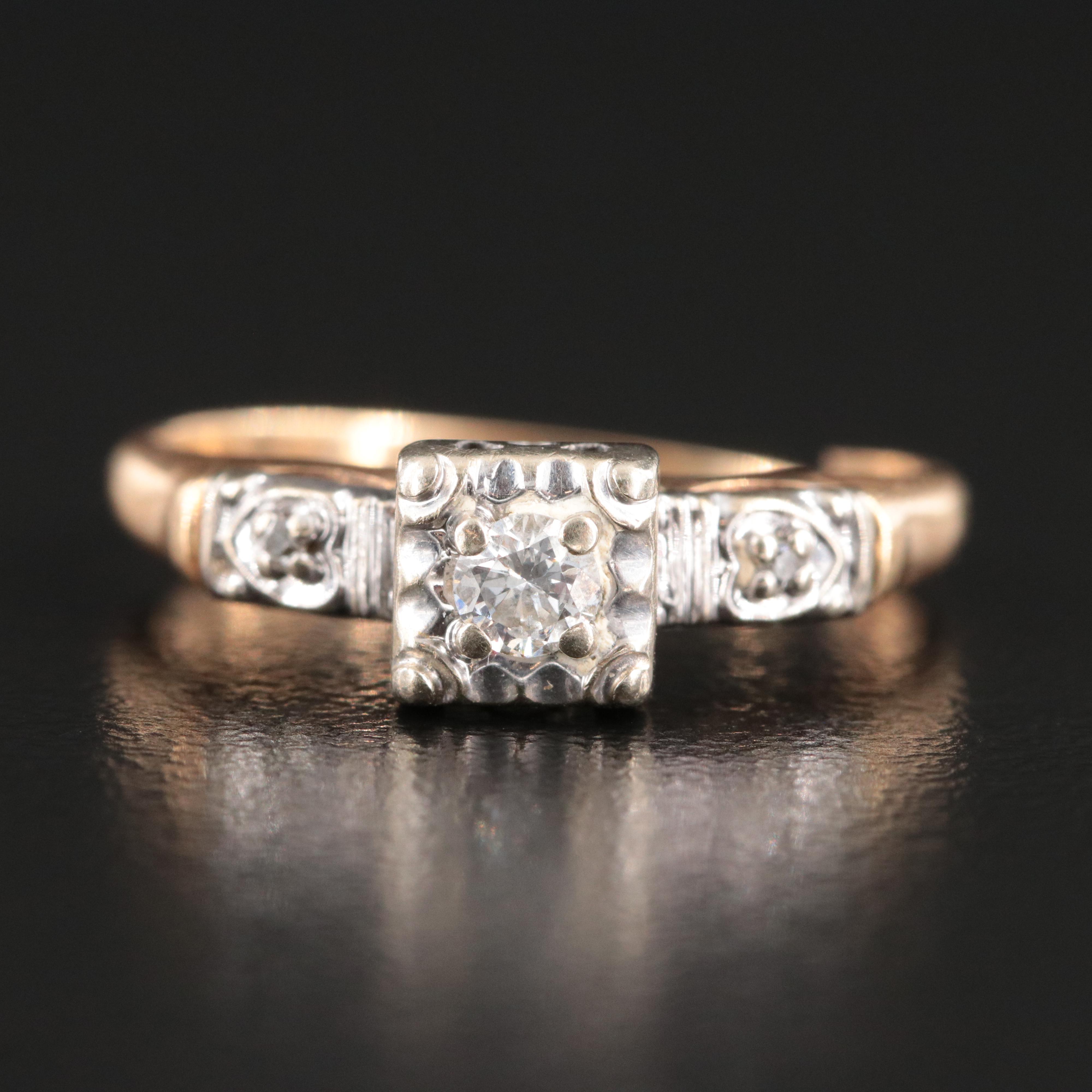 Vintage 14K 0.12 CTW Diamond Ring