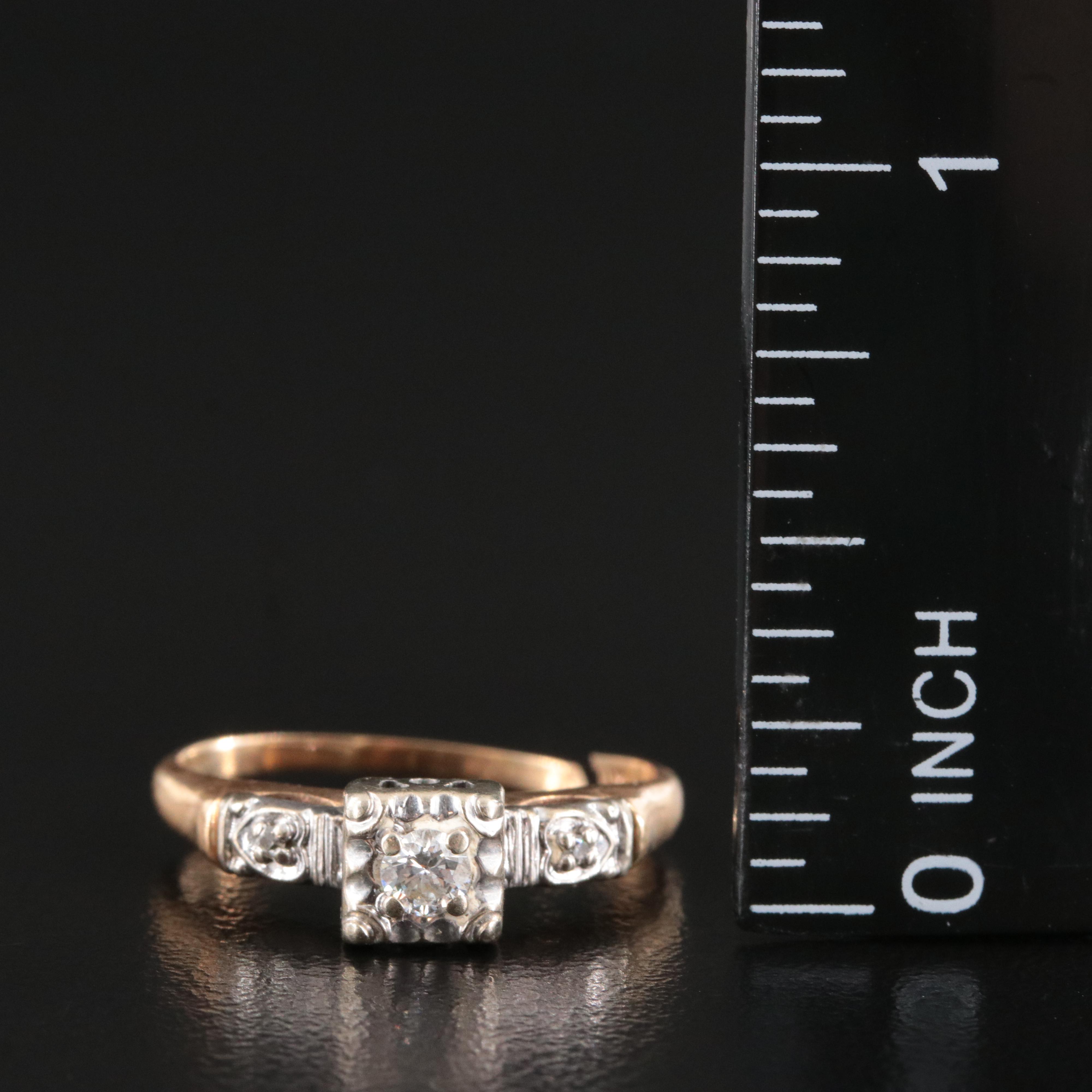 Vintage 14K 0.12 CTW Diamond Ring
