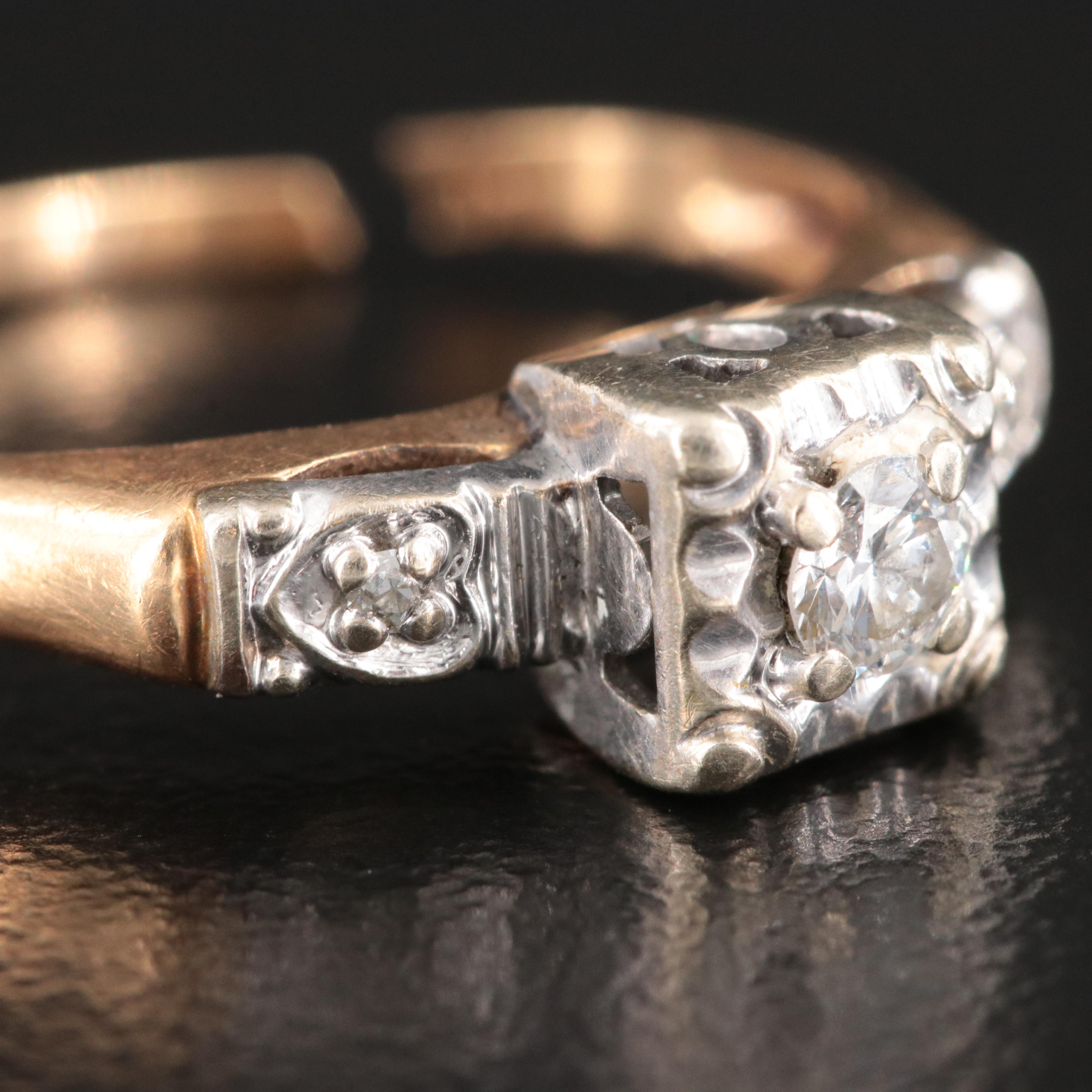 Vintage 14K 0.12 CTW Diamond Ring