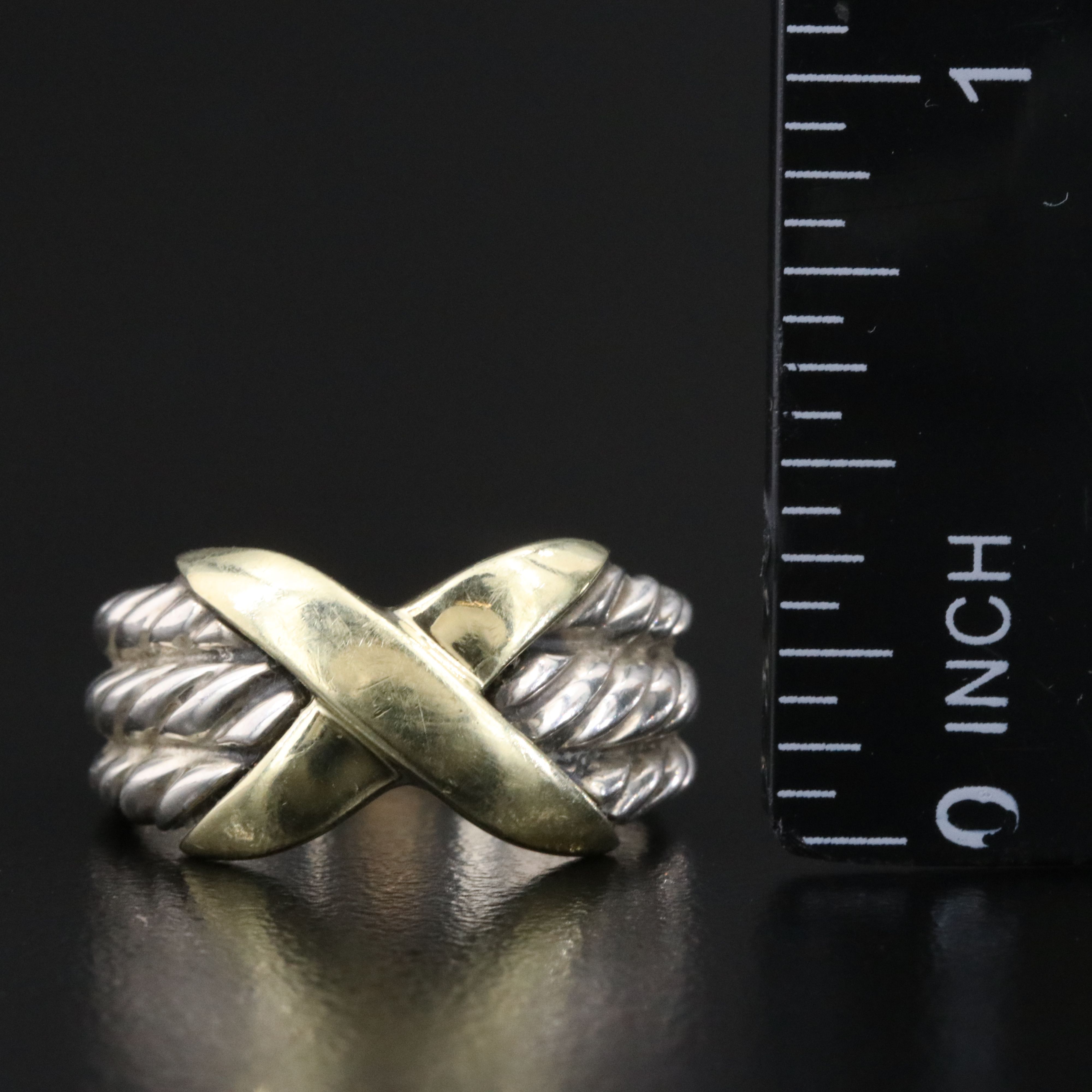 David Yurman Sterling Triple Cable X Ring with 14K Accent