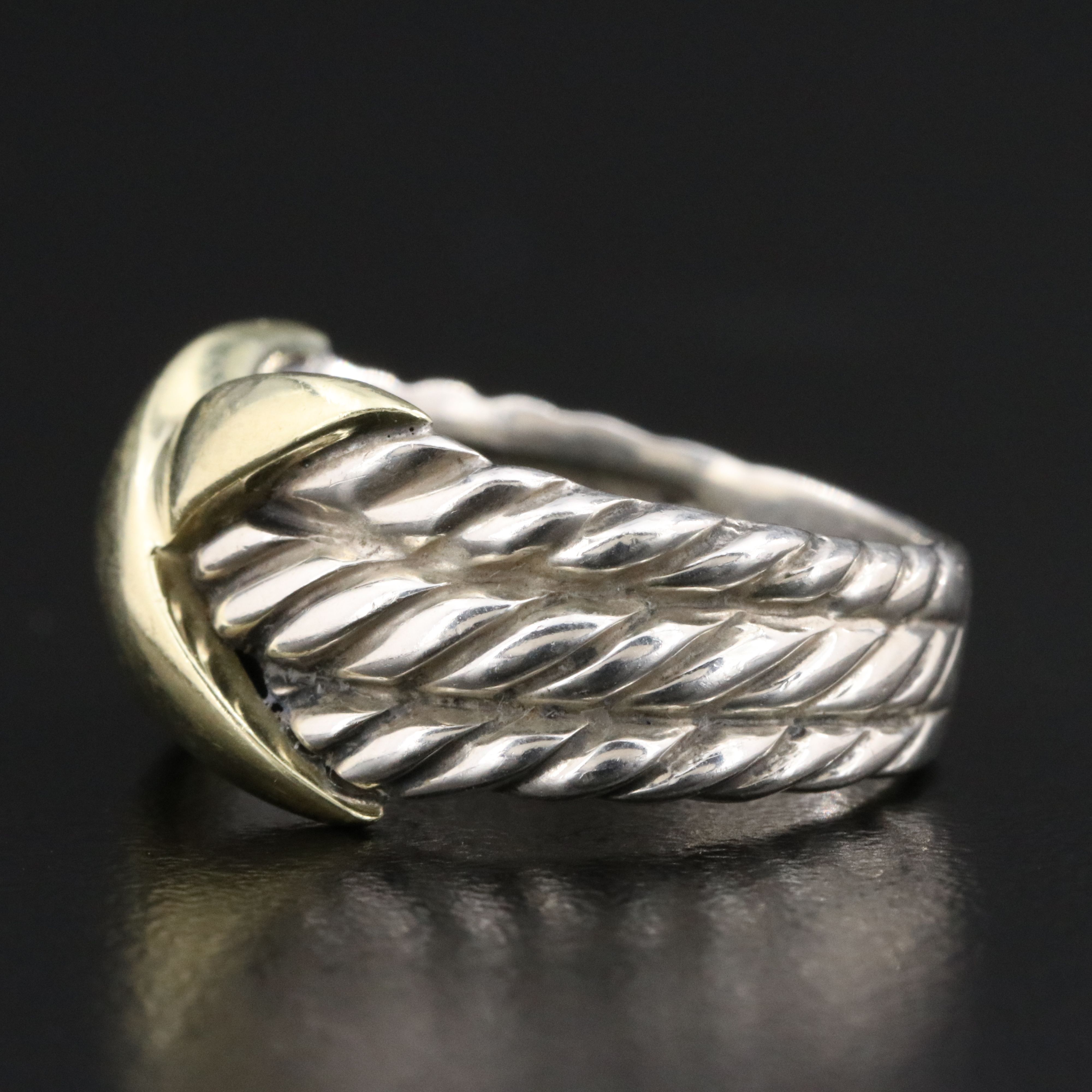 David Yurman Sterling Triple Cable X Ring with 14K Accent