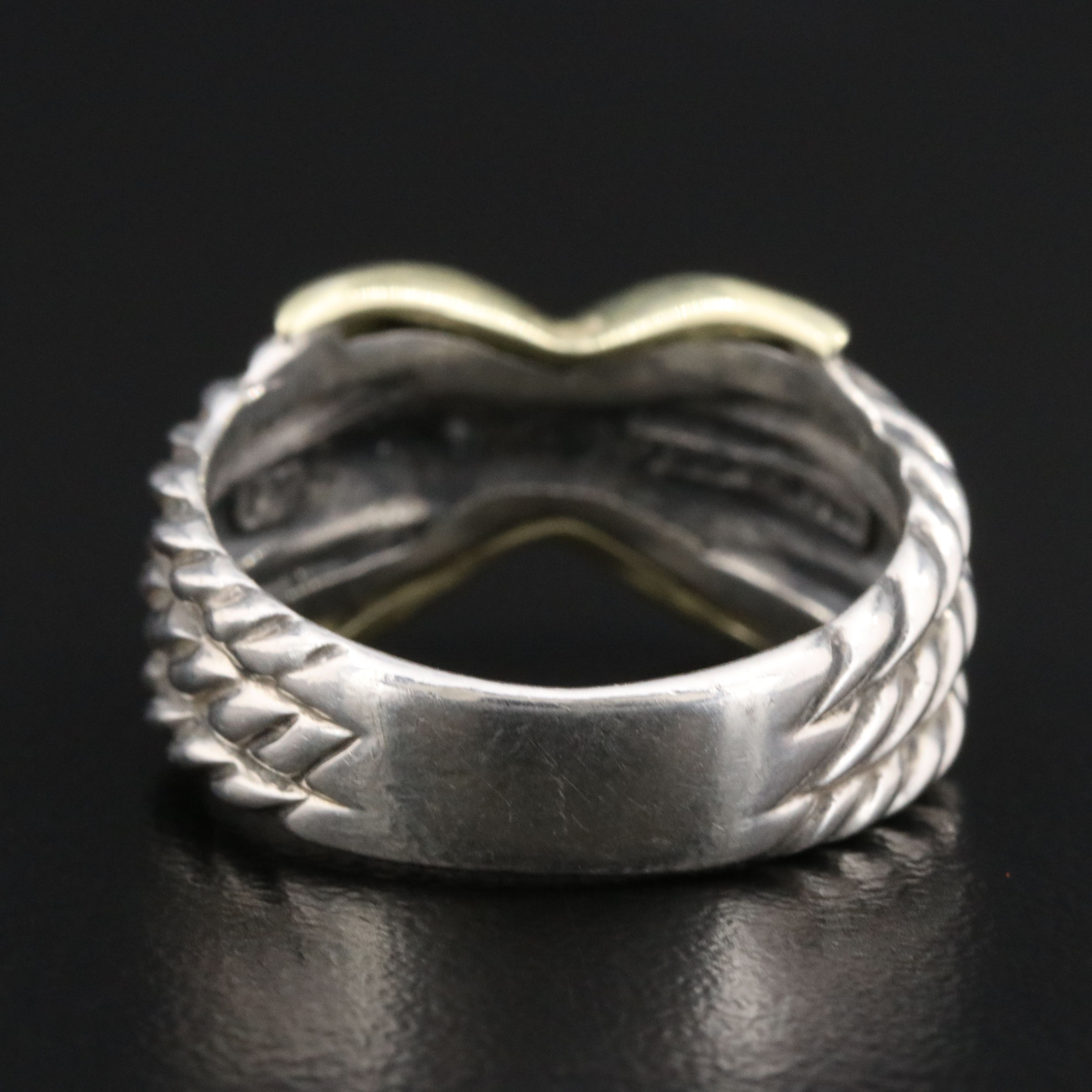 David Yurman Sterling Triple Cable X Ring with 14K Accent
