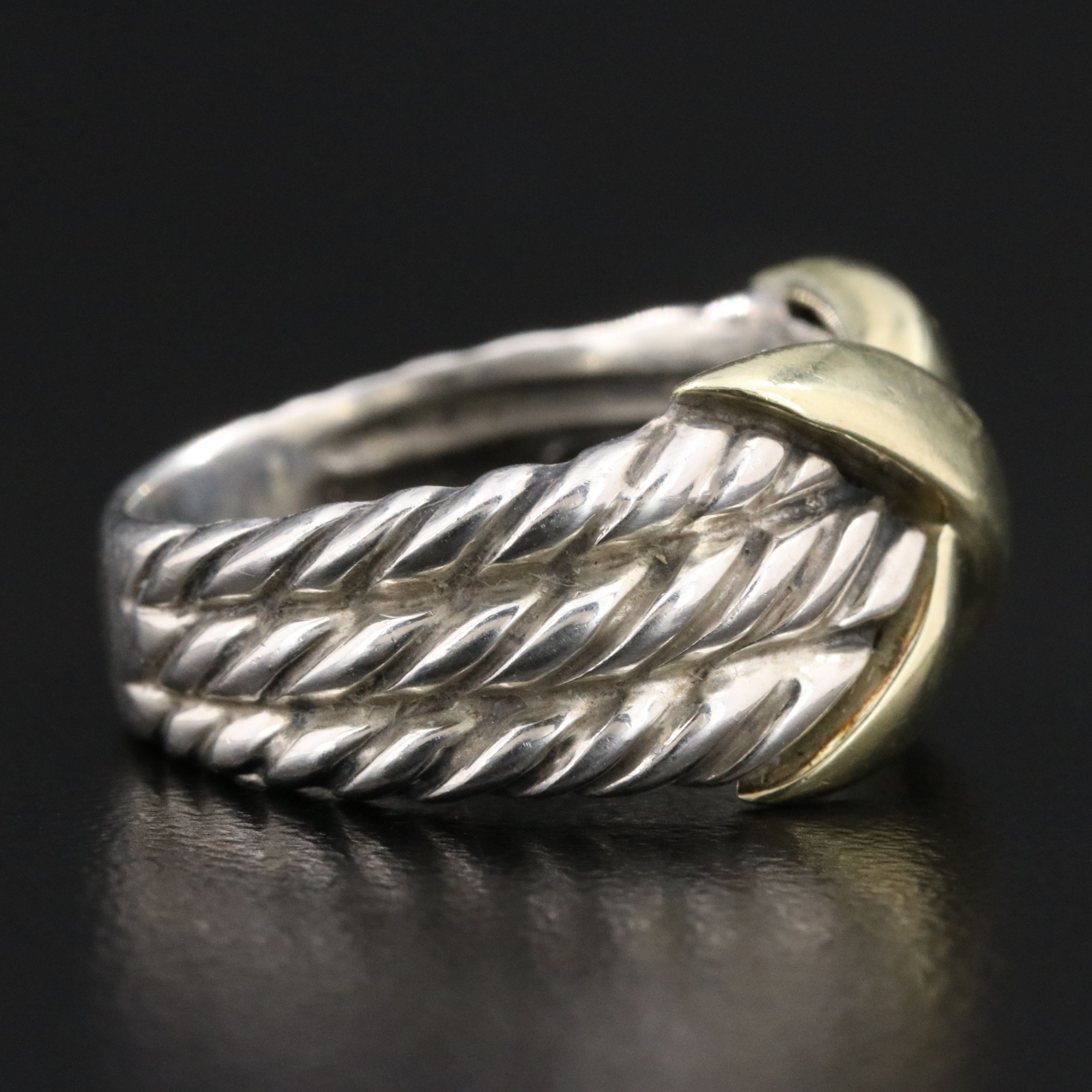 David Yurman Sterling Triple Cable X Ring with 14K Accent