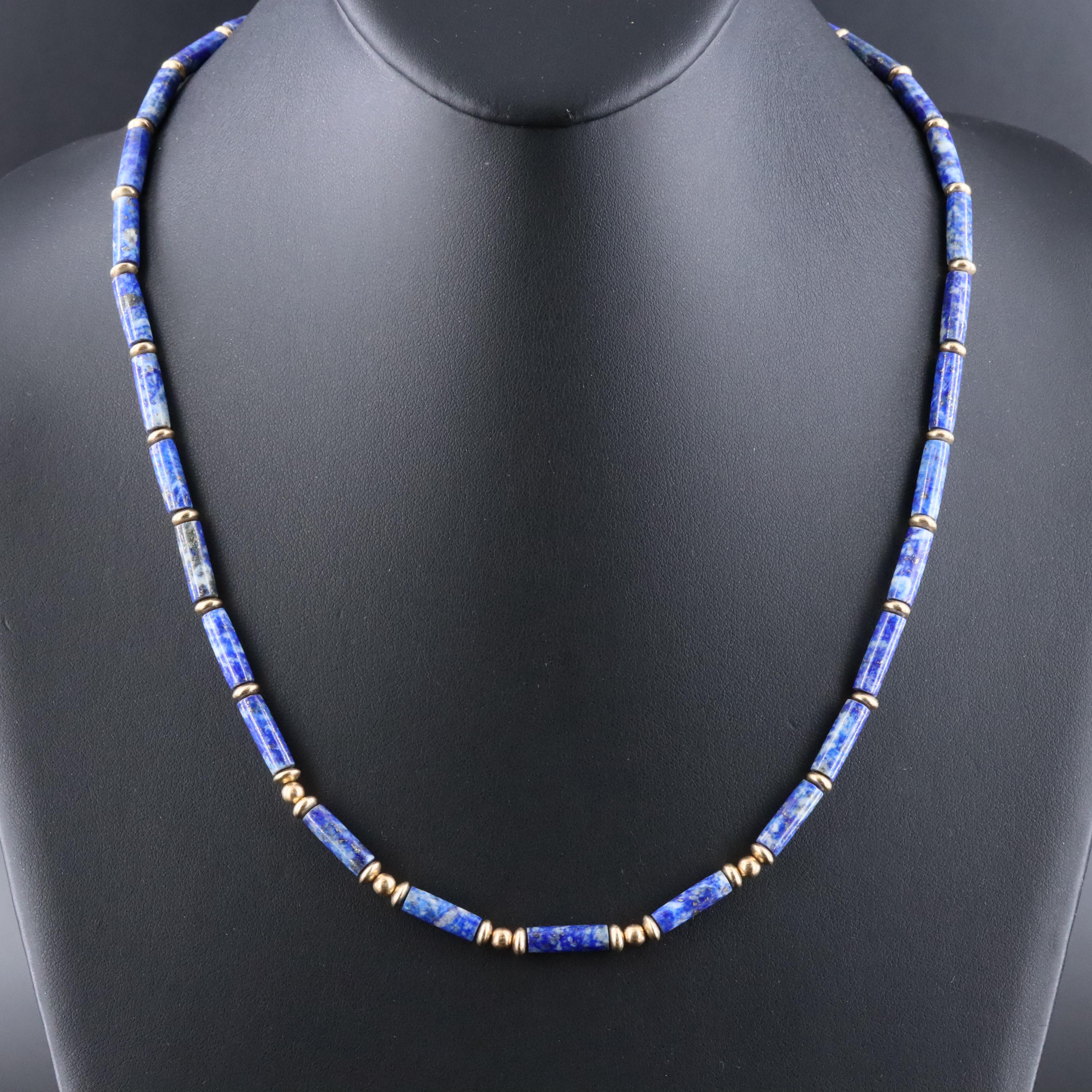 Gold-Filled Lapis Lazuli Beaded Necklace